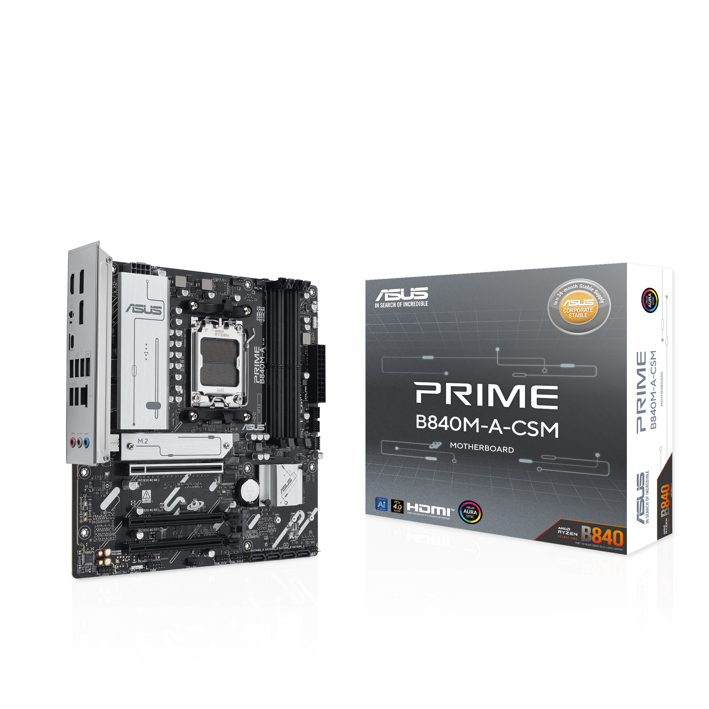 ASUS PRIME B840M-A-CSM Bundkort - AMD B840 - AMD AM5 - DDR5 RAM - Micro-ATX Bundkort 90MB1J10-M0EAYC