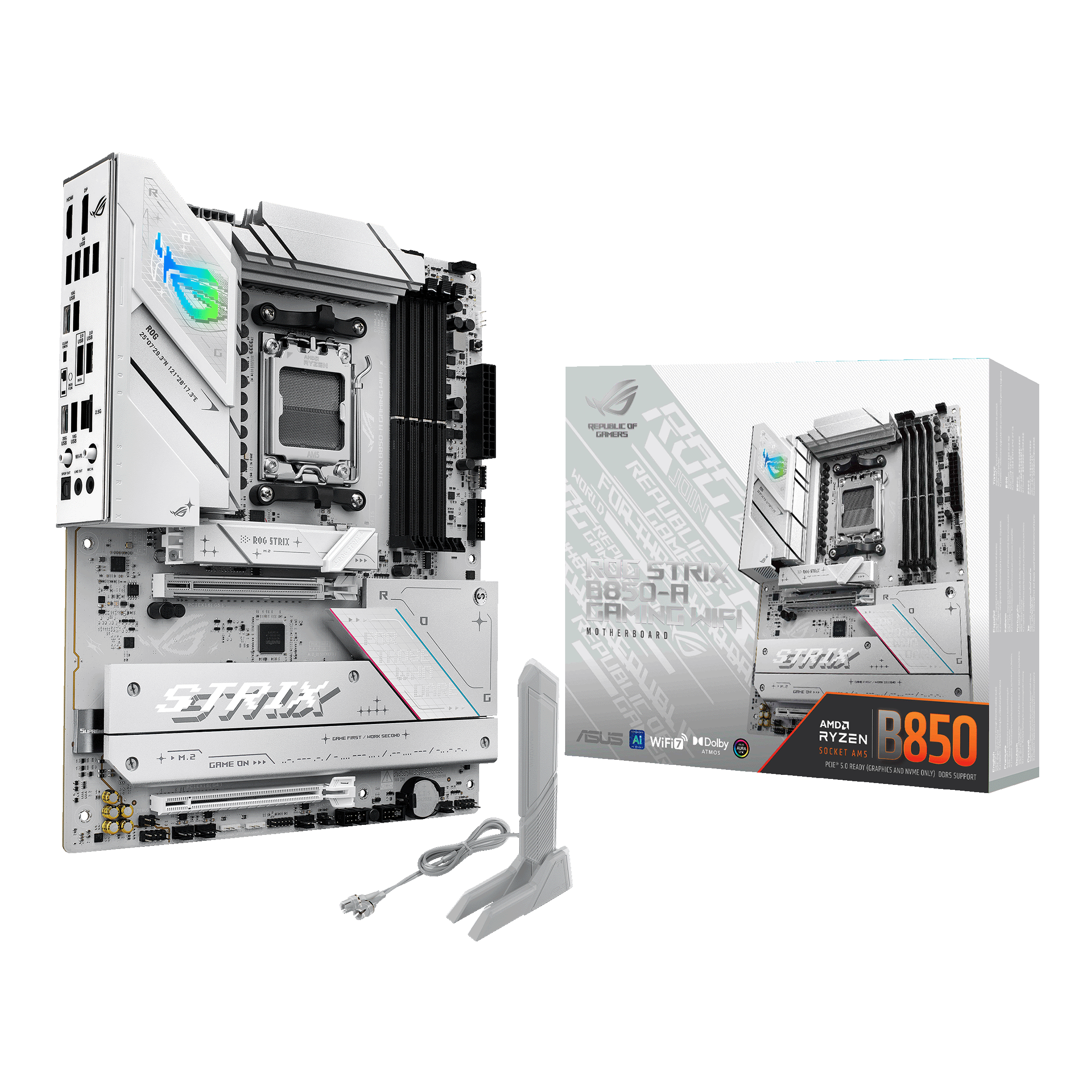 ASUS ROG STRIX B850-A GAMING WIFI Bundkort - AMD B850 - AMD AM5 - DDR5 RAM - ATX Bundkort 90MB1J50-M0EAY0