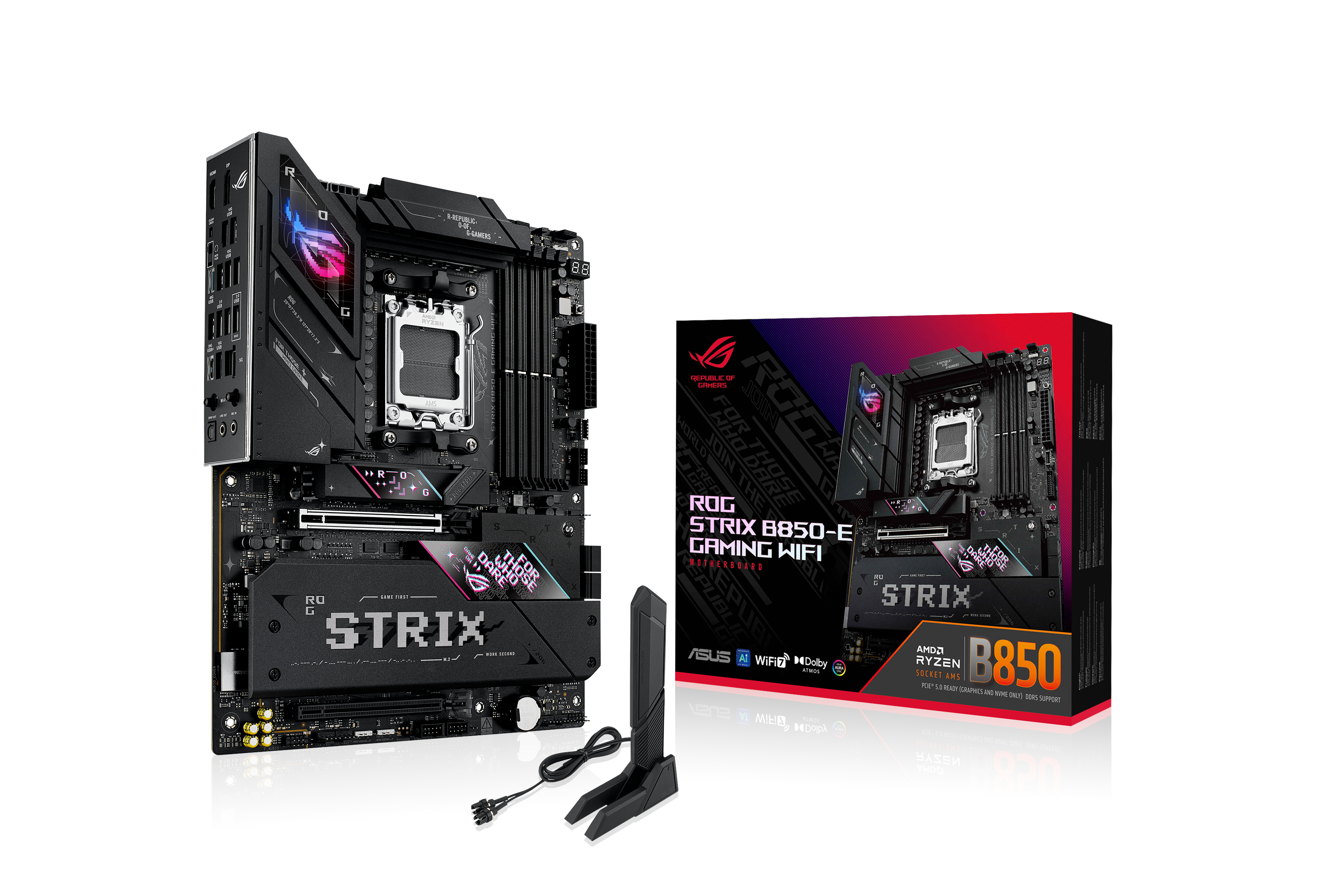 ASUS ROG STRIX B850-E GAMING WIFI Bundkort - AMD B850 - AMD AM5 - DDR5 RAM - ATX