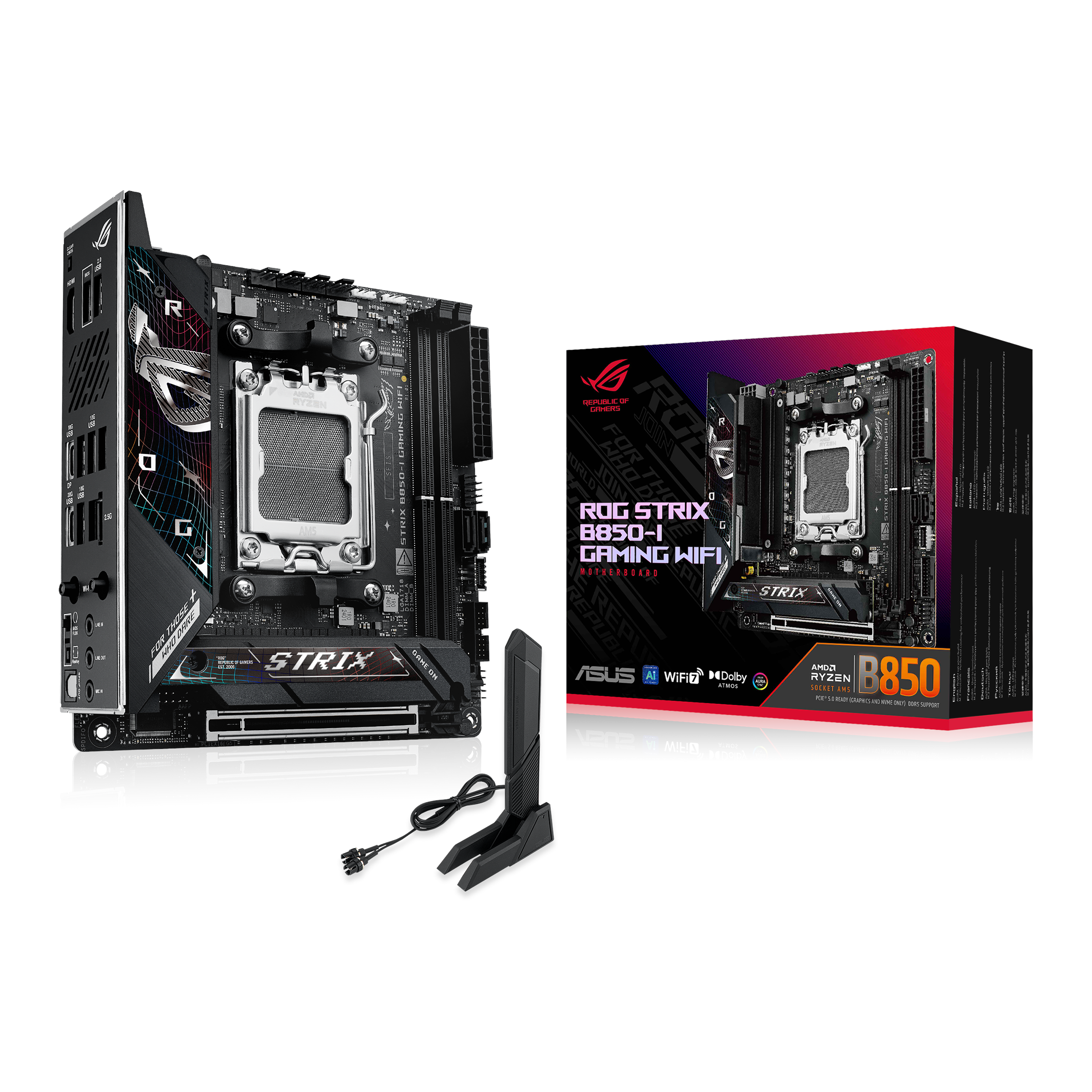 ASUS ROG STRIX B850-I GAMING WIFI Bundkort - AMD B850 - AMD AM5 - DDR5 RAM - Mini-ITX