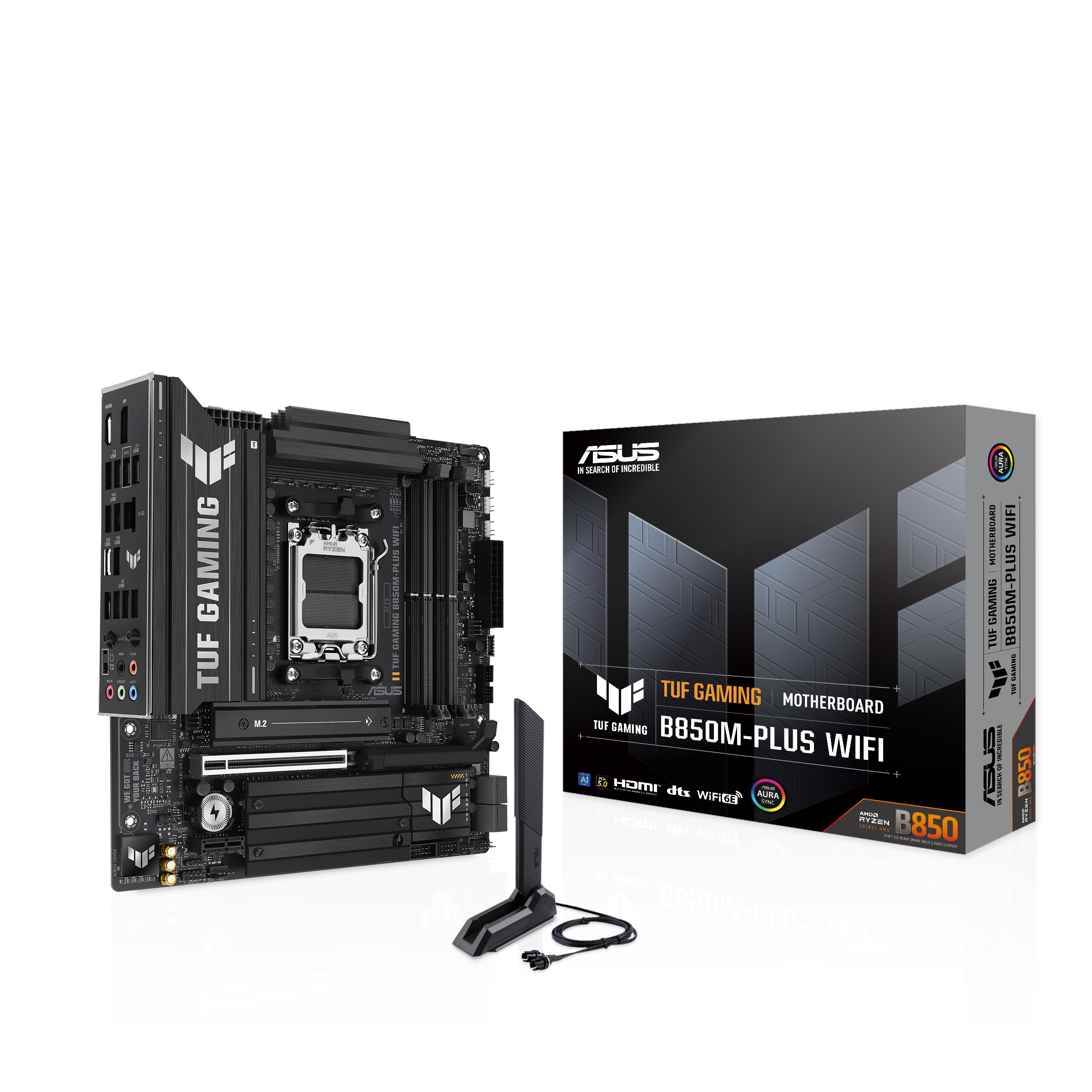 ASUS TUF GAMING B850M-PLUS WIFI Bundkort - AMD B850 - AMD AM5 - DDR5 RAM - Micro-ATX