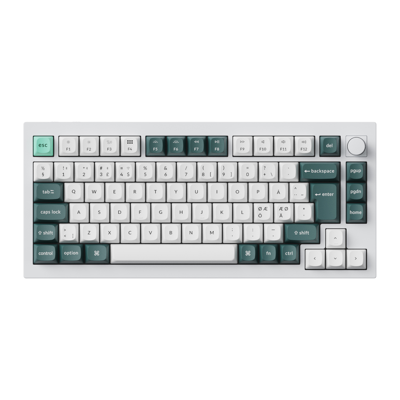 Keychron Q1 HE 75% Knob Wireless Tri-Mode Gateron 2.0 Nebula Magnetic Shell White - ND - Gaming Tastatur - Nordisk - Hvid Tastatur Q1H-P1-BO