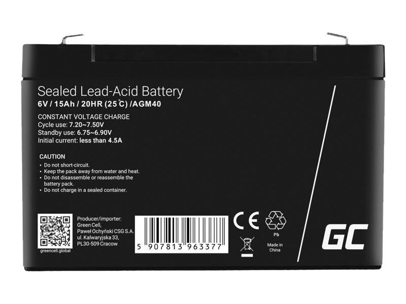 Green Cell AGM40 AGM 6V/15Ah Gel Deep Ups
