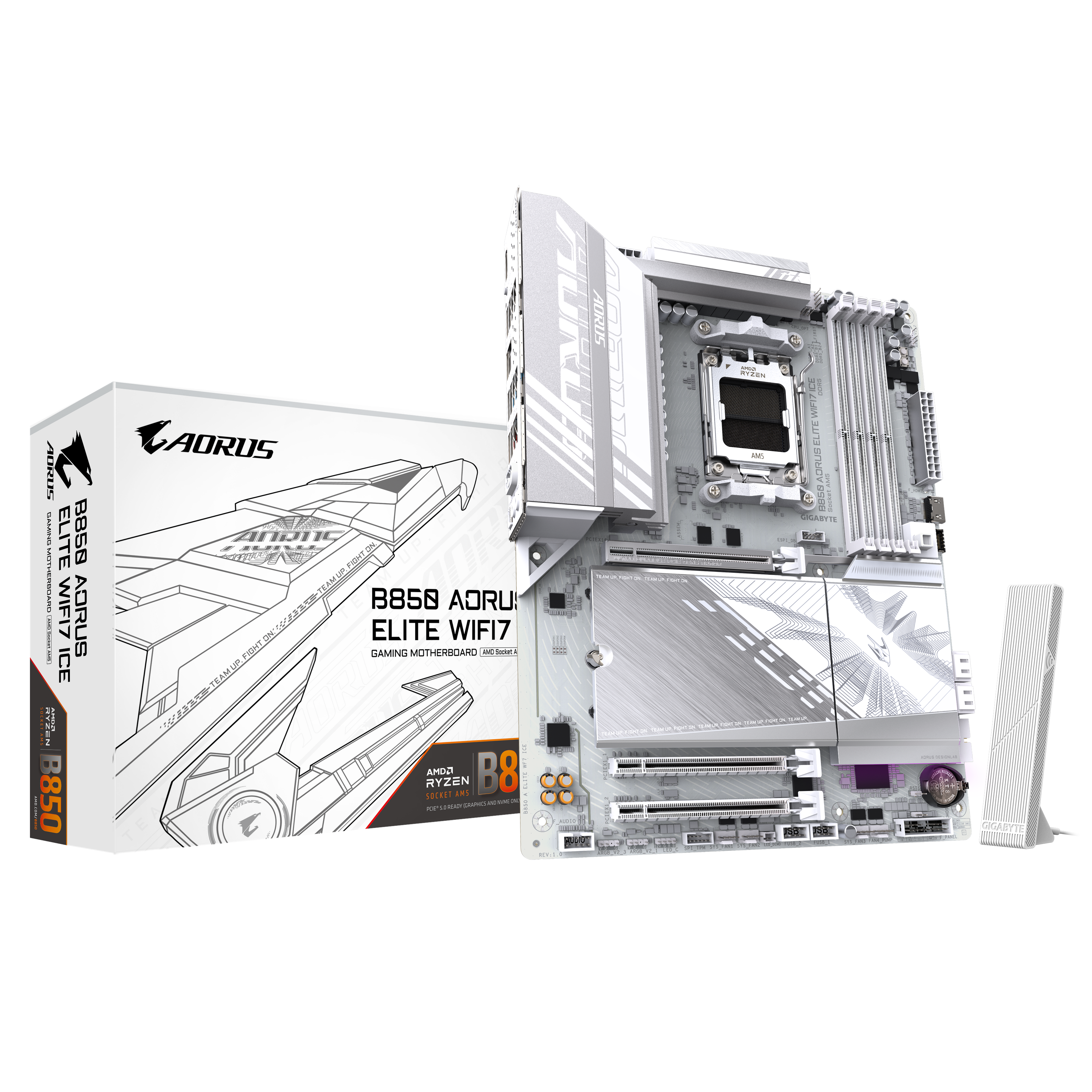 GIGABYTE B850 AORUS ELITE WIFI7 ICE Bundkort - AMD B850 - AMD AM5 - DDR5 RAM - ATX