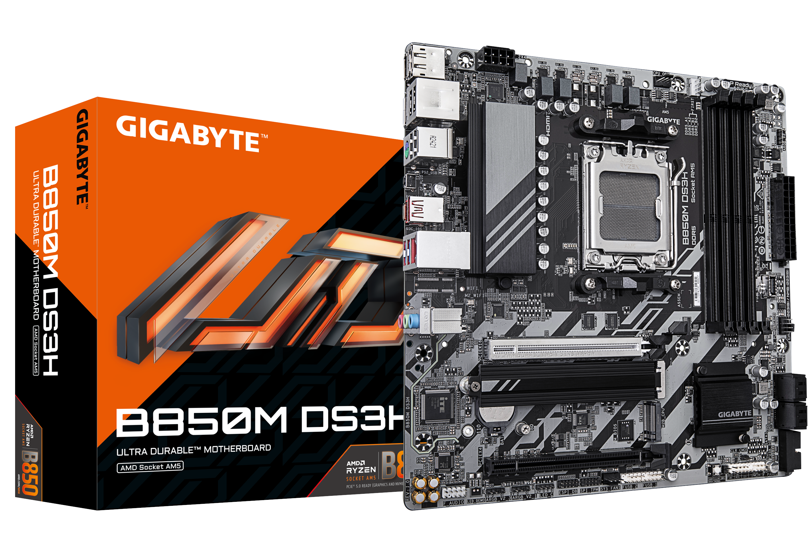 GIGABYTE B850M DS3H Bundkort - AMD B850 - AMD AM5 - DDR5 RAM - Micro-ATX
