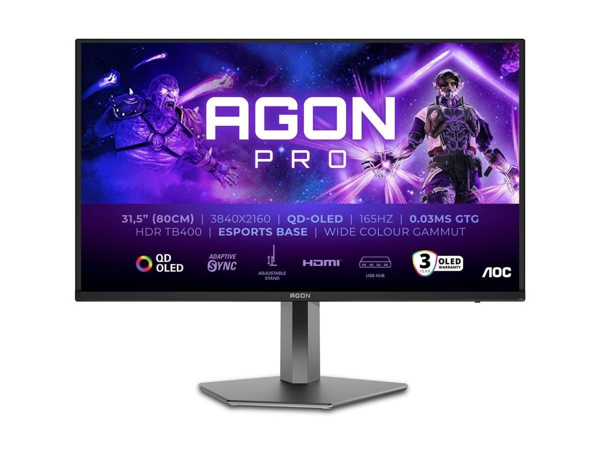 32" AOC AGON PRO AG326UD - 3840x2160 (4K) - 165Hz - QD-OLED Computerskærm Black