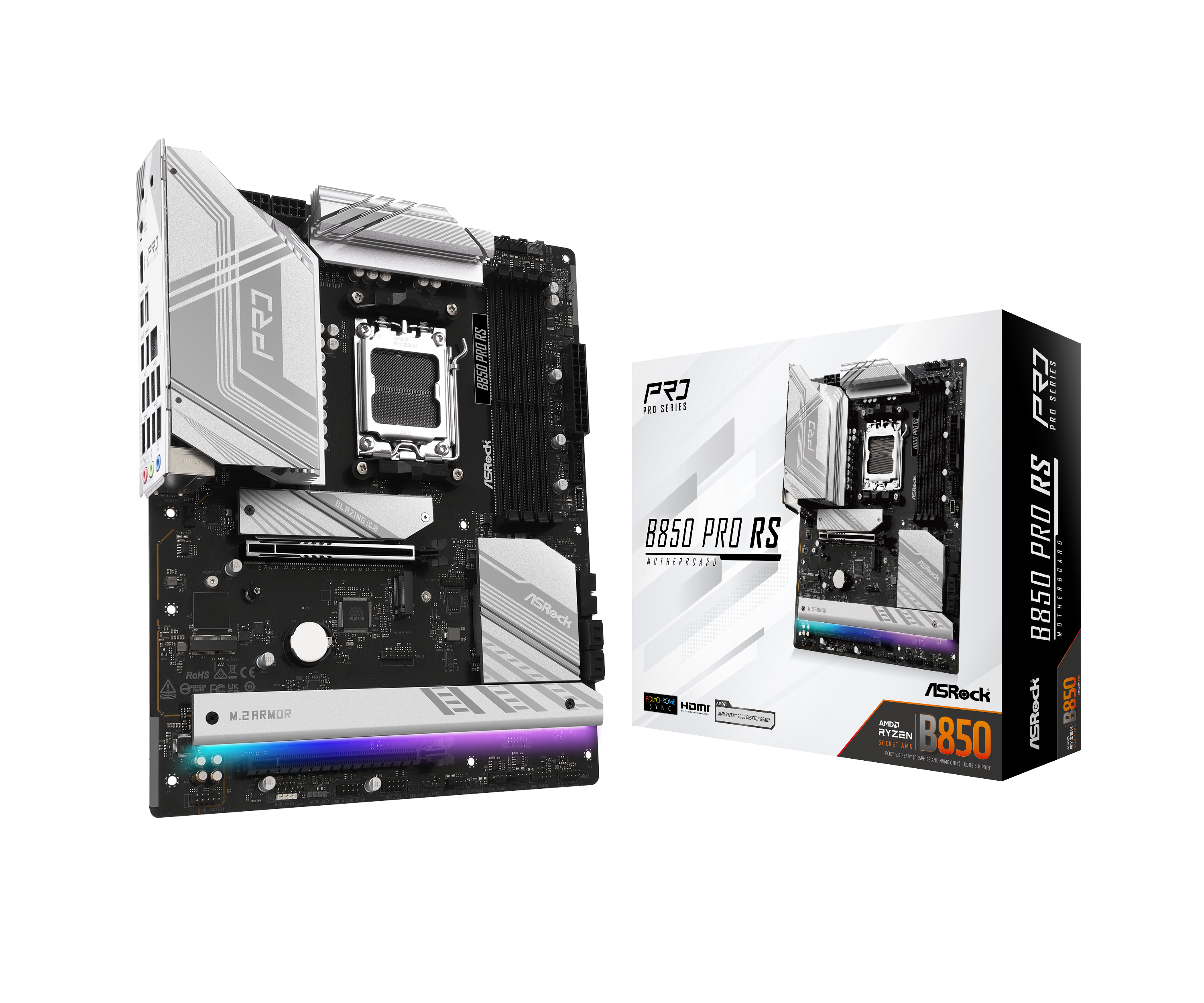 ASRock B850 Pro RS Bundkort - AMD B850 - AMD AM5 - DDR5 RAM - ATX Bundkort 90-MXBQK0-A0UAYZ