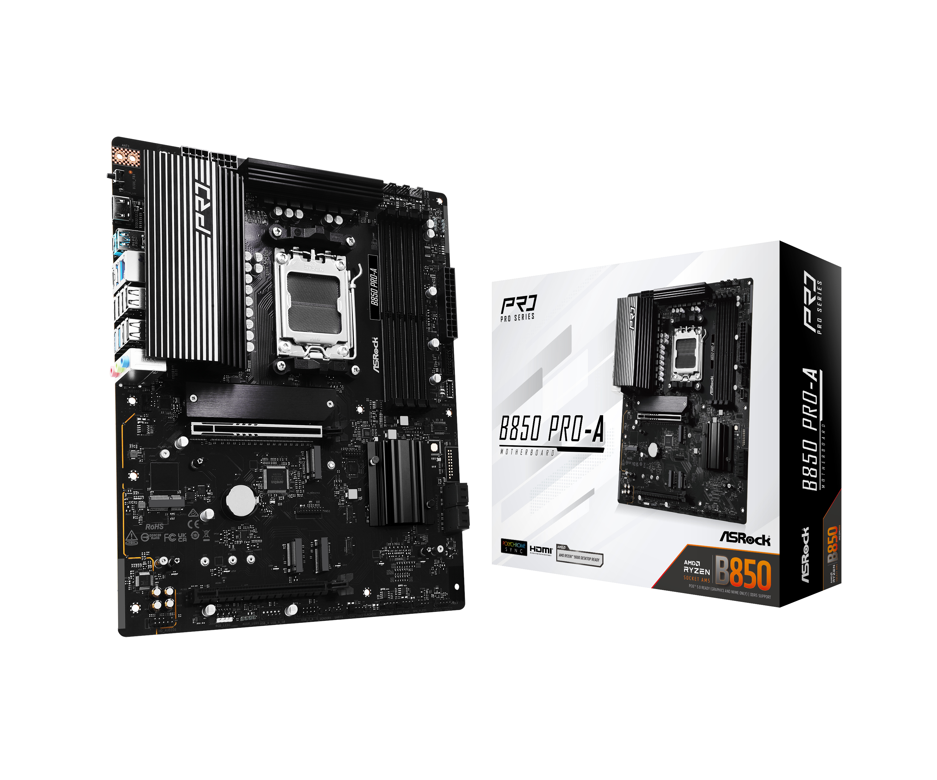 ASRock B850 Pro-A Bundkort - AMD B850 - AMD AM5 - DDR5 RAM - ATX Bundkort 90-MXBQM0-A0UAYZ