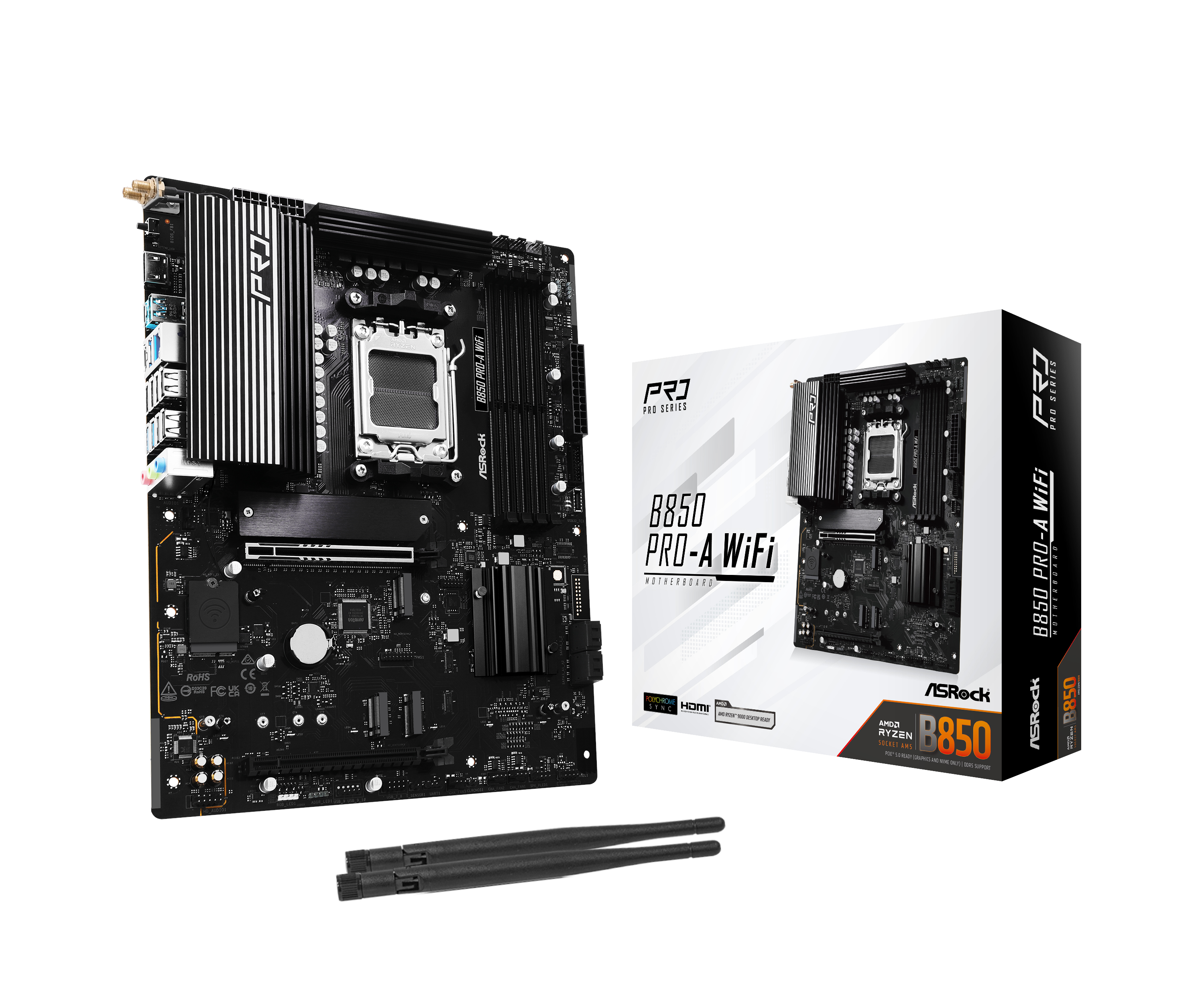 ASRock B850 Pro-A WiFi Bundkort - AMD B850 - AMD AM5 - DDR5 RAM - ATX Bundkort 90-MXBQN0-A0UAYZ