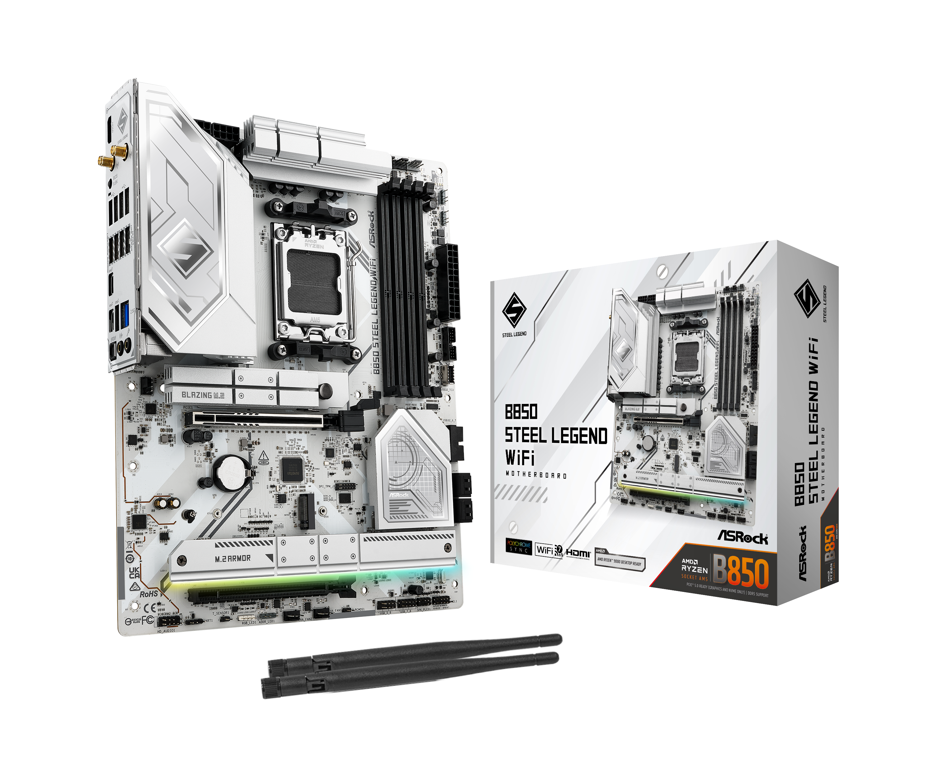 ASRock B850 Steel Legend WiFi Bundkort - AMD B850 - AMD AM5 - DDR5 RAM - ATX