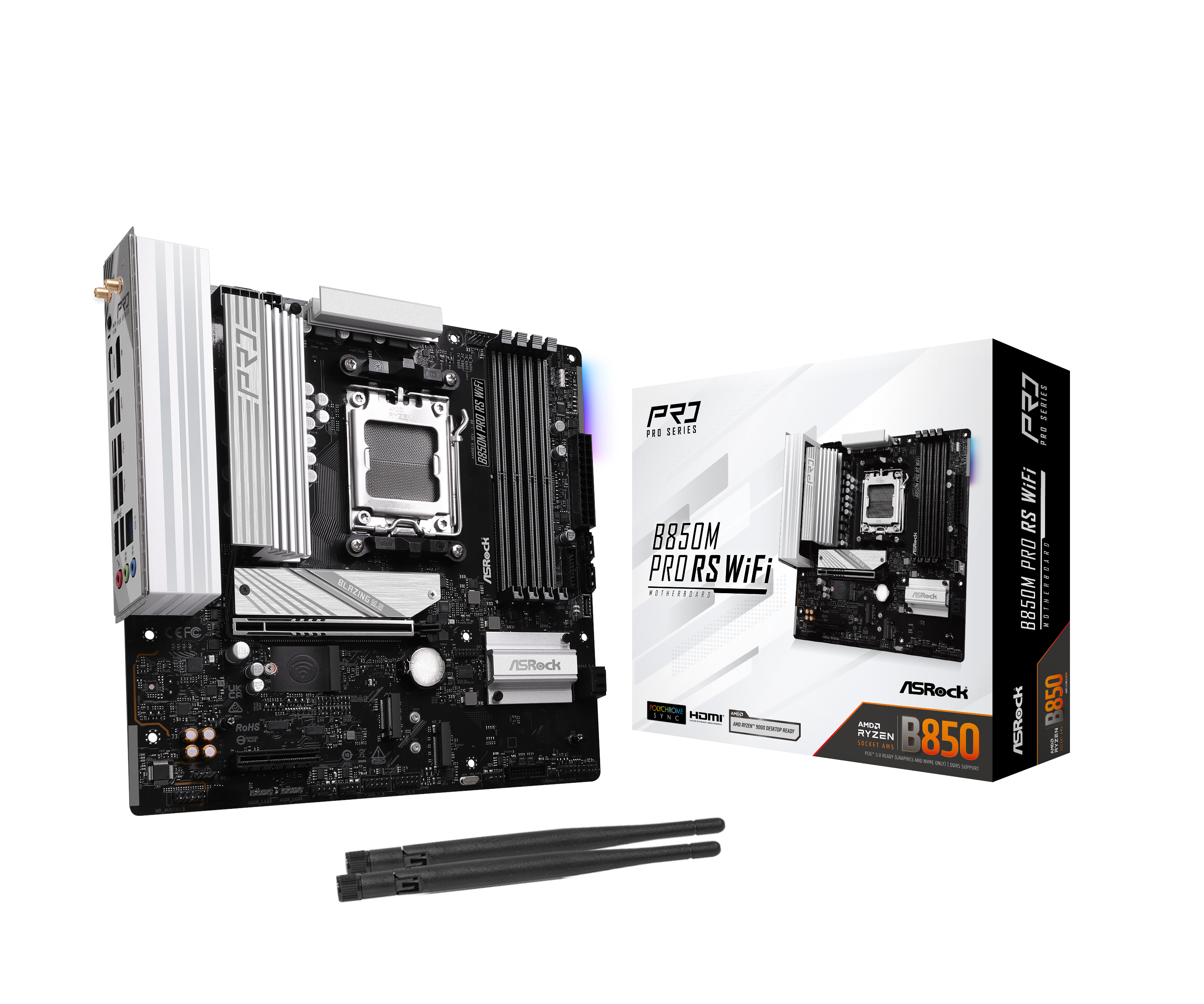 ASRock B850M Pro RS WiFi Bundkort - AMD B850 - AMD AM5 - DDR5 RAM - Micro-ATX Bundkort 90-MXBR70-A0UAYZ