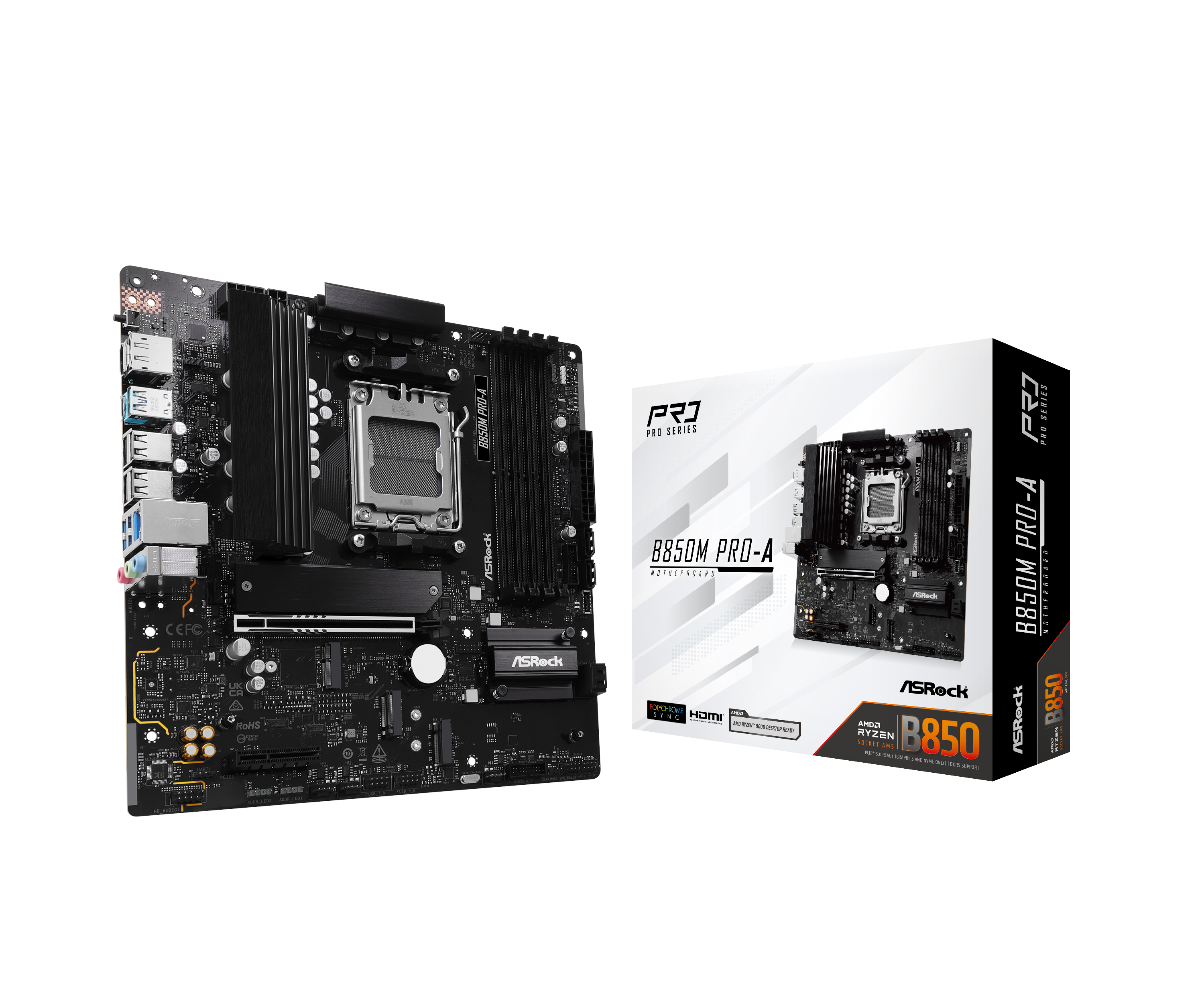 ASRock B850M Pro-A Bundkort - AMD B850 - AMD AM5 - DDR5 RAM - Micro-ATX