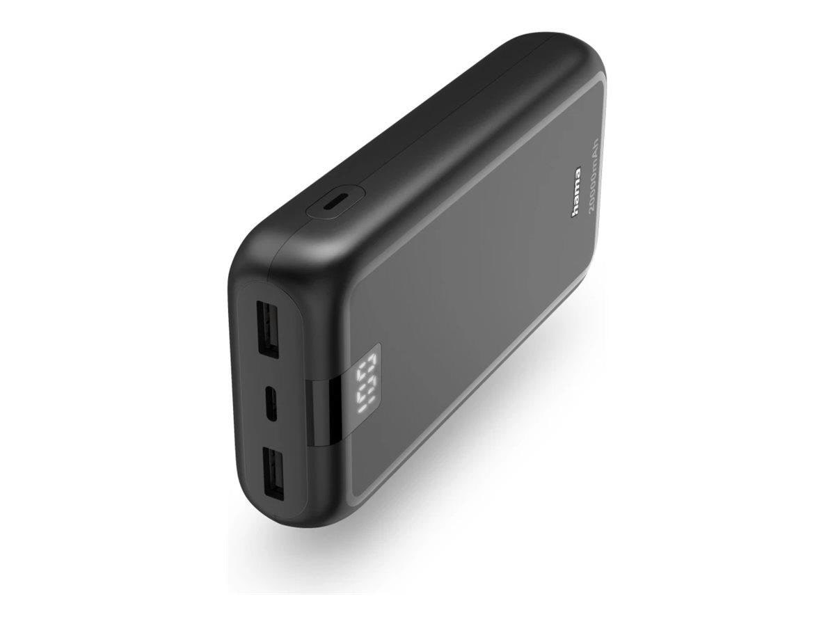 Hama Powerbank 20000 mAh Fast Charge LiPo Anthracite - 20000 mAh Powerbank Sort 00201710