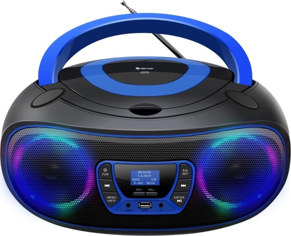 DENVER TDB-212BU - Blue - DAB+ Boombox with Bluetooth & CD Player Cd Afspiller
