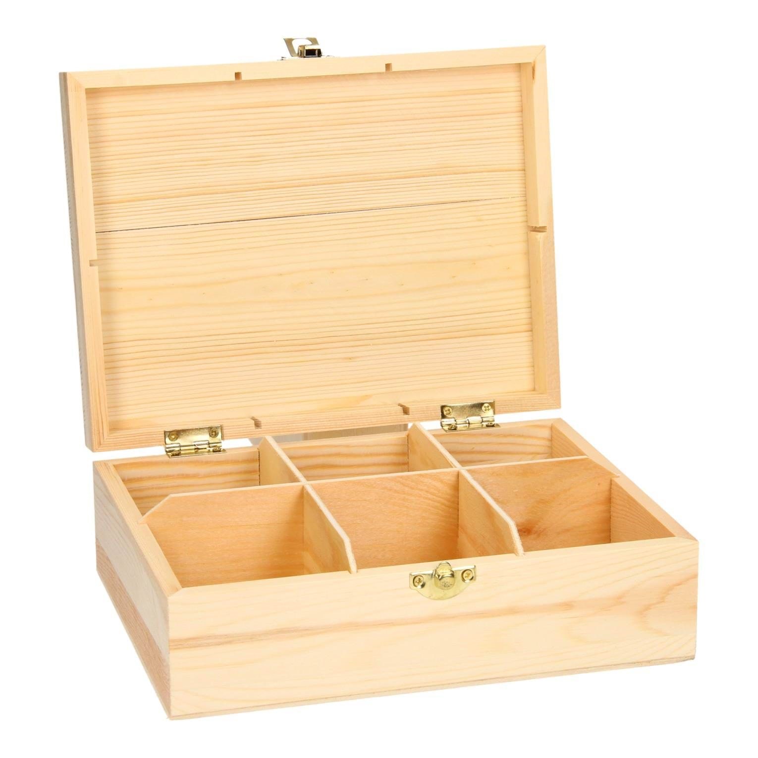 Playwood - Decorate your own Wooden Tea Chest 6 compartments Hobbyartikel SL012