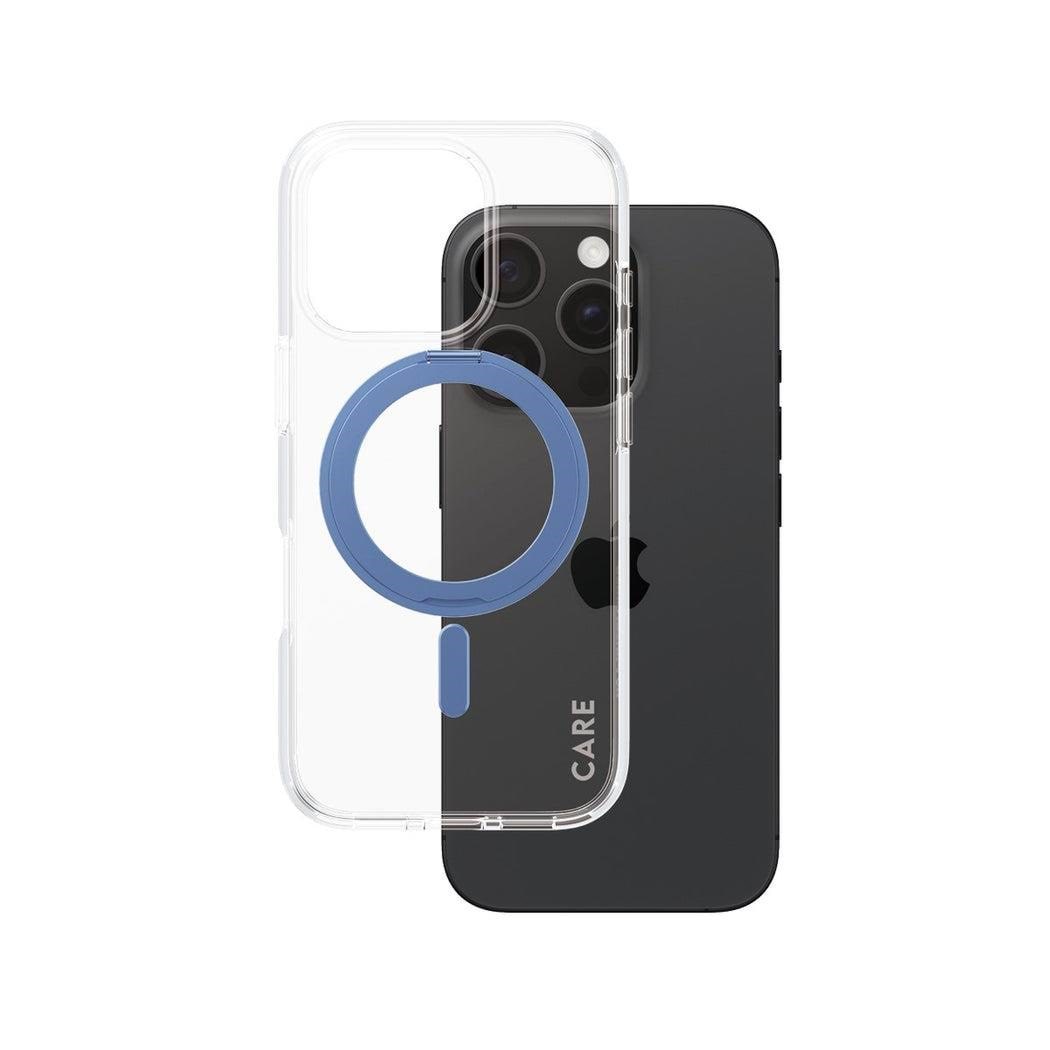 CARE by PanzerGlass Feature Case Transparent w. Blue Kickstand & MagSafe iPhone 16 Pro Mobilcover PANZER1317