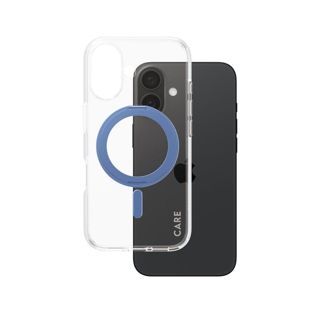 CARE by PanzerGlass Feature Case Transparent w. Blue Kickstand & MagSafe iPhone 16