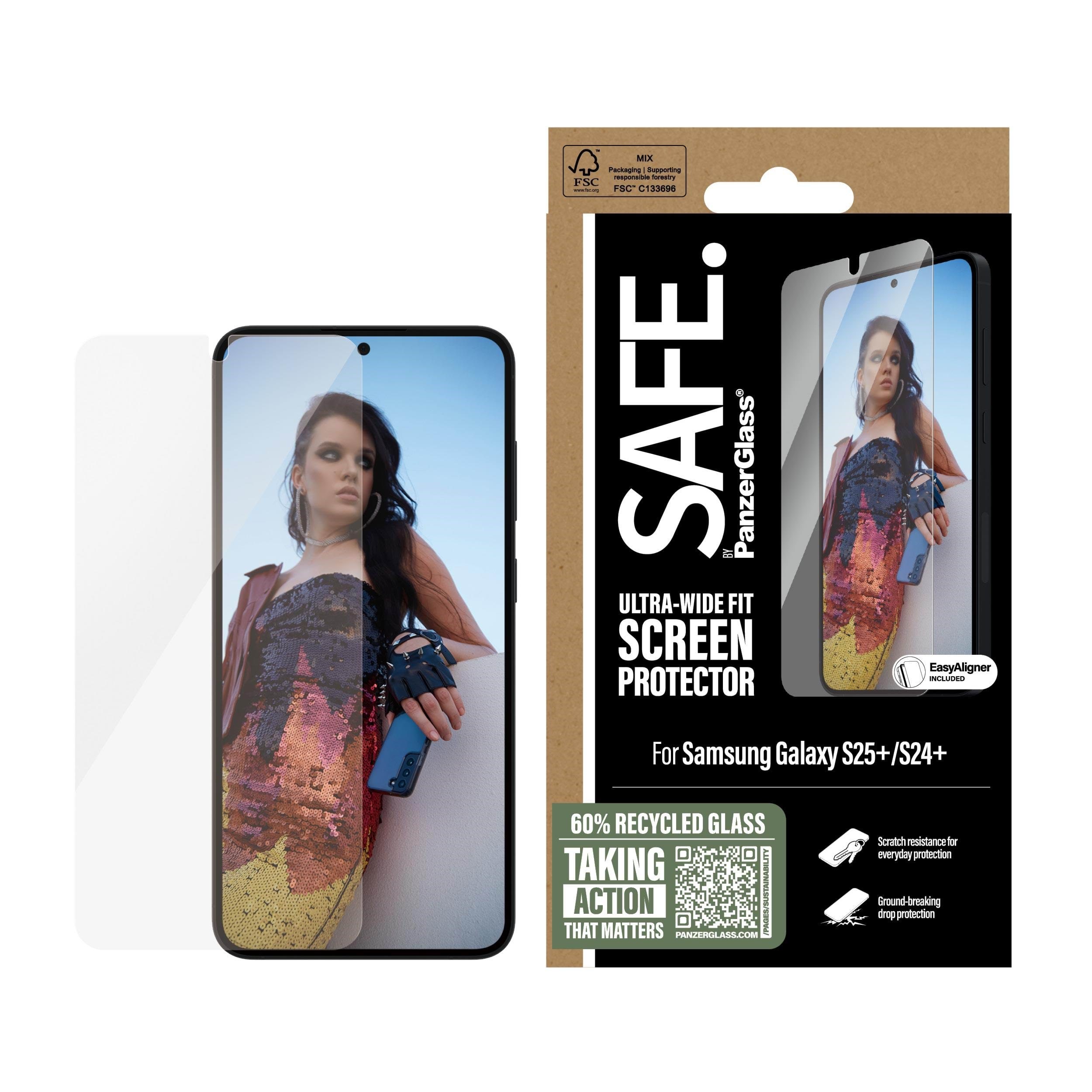 SAFE by PanzerGlass Screen Protector Samsung Galaxy S25+ | Ultra-Wide Fit w. Aligner