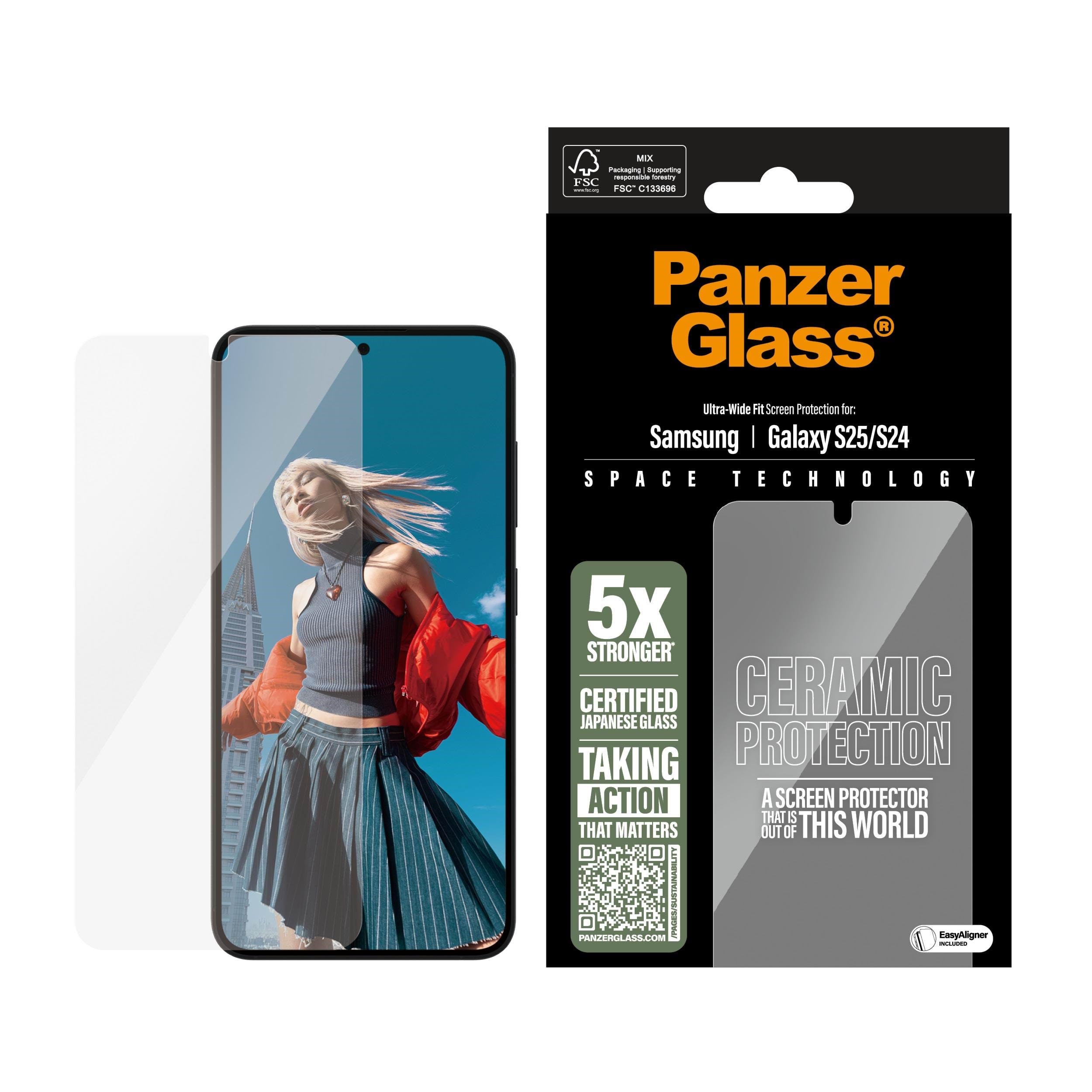 PanzerGlass Ceramic Screen Protector Samsung Galaxy S25 | Ultra-Wide Fit Beskyttelsesglas PGRUWFCG38388