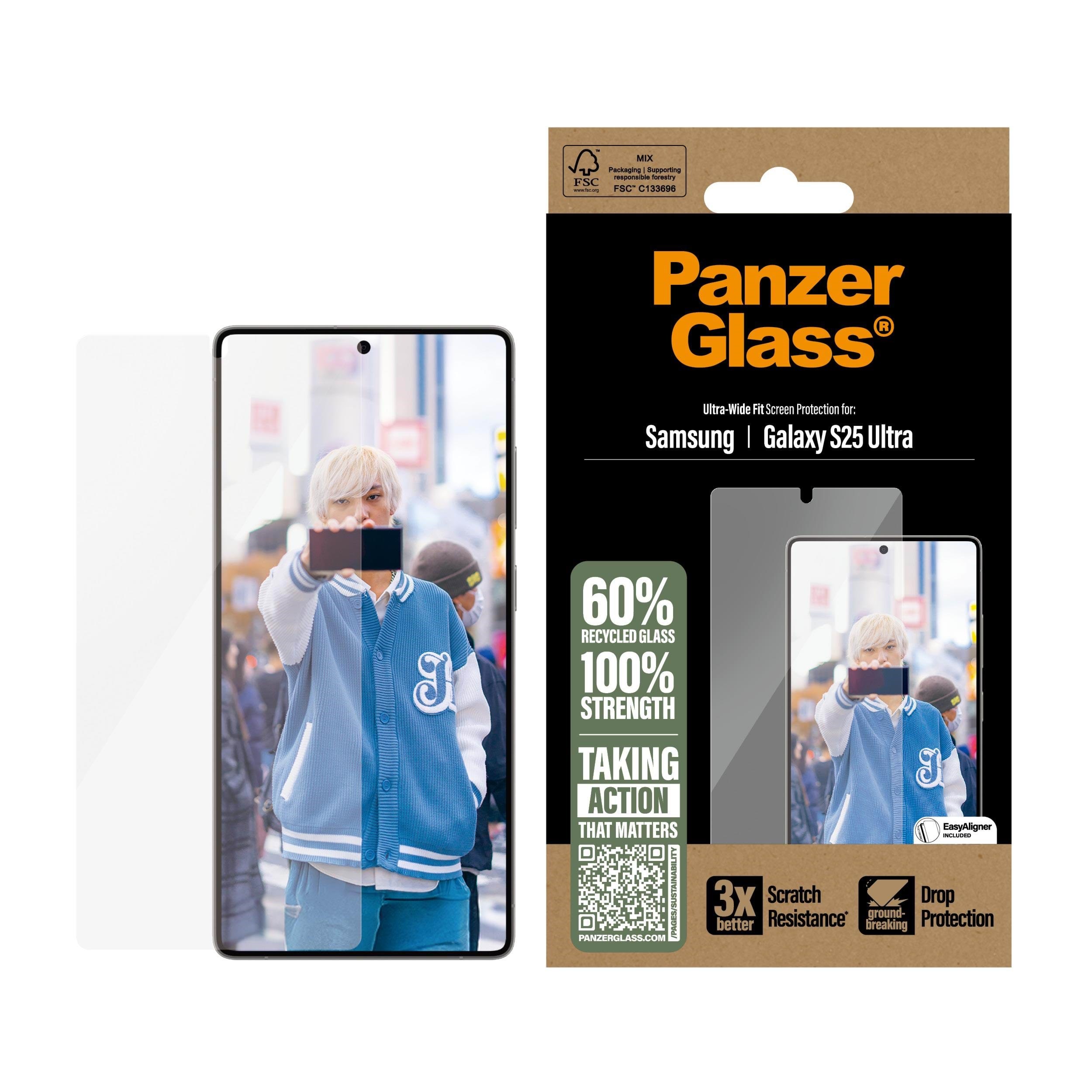 PanzerGlass Screen Protector Samsung Galaxy S25 Ultra | Ultra-Wide Fit Beskyttelsesglas PGRNUWFG38488