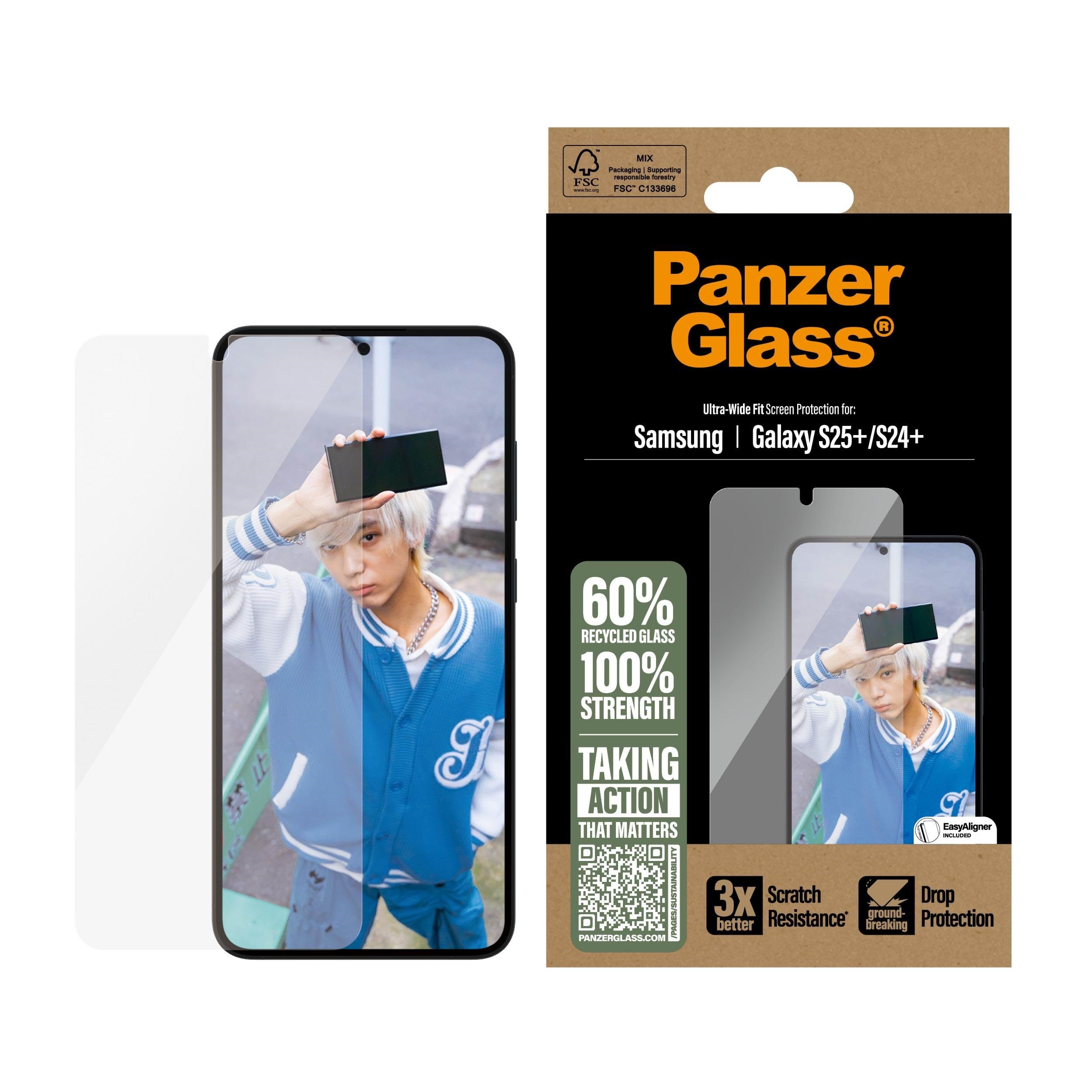 PanzerGlass Screen Protector Samsung Galaxy S25+ | Ultra-Wide Fit Beskyttelsesglas PGRNUWFG37942
