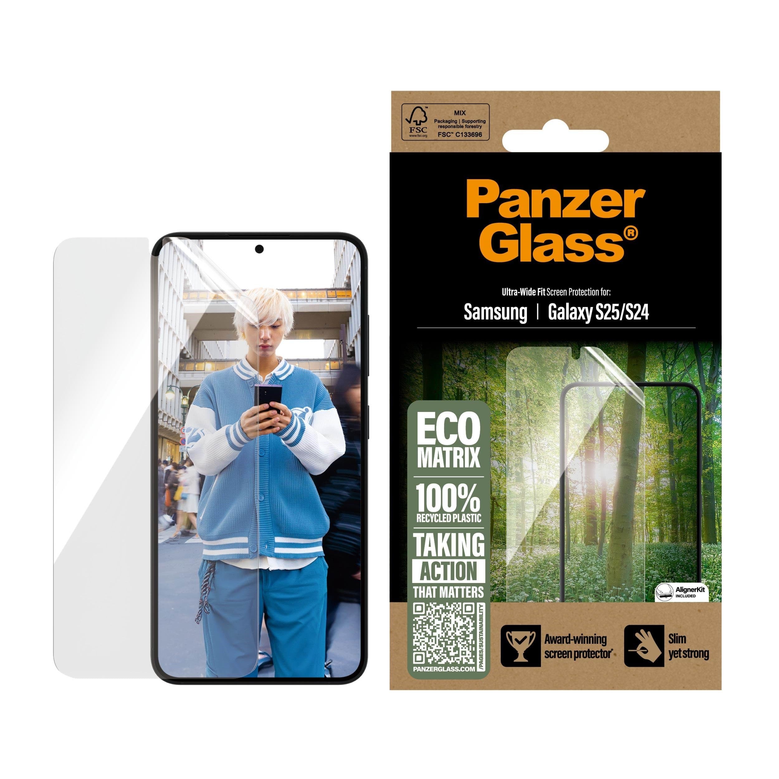PanzerGlass Eco MATRIX Screen Protector Samsung Galaxy S25 | Ultra-Wide Fit