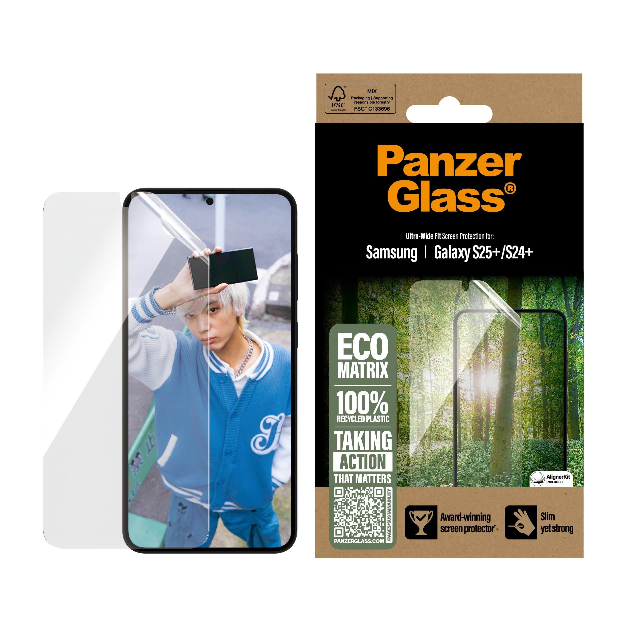 PanzerGlass Eco MATRIX Screen Protector Samsung Galaxy S25+ | Ultra-Wide Fit Beskyttelsesglas PGRMUWFG37942