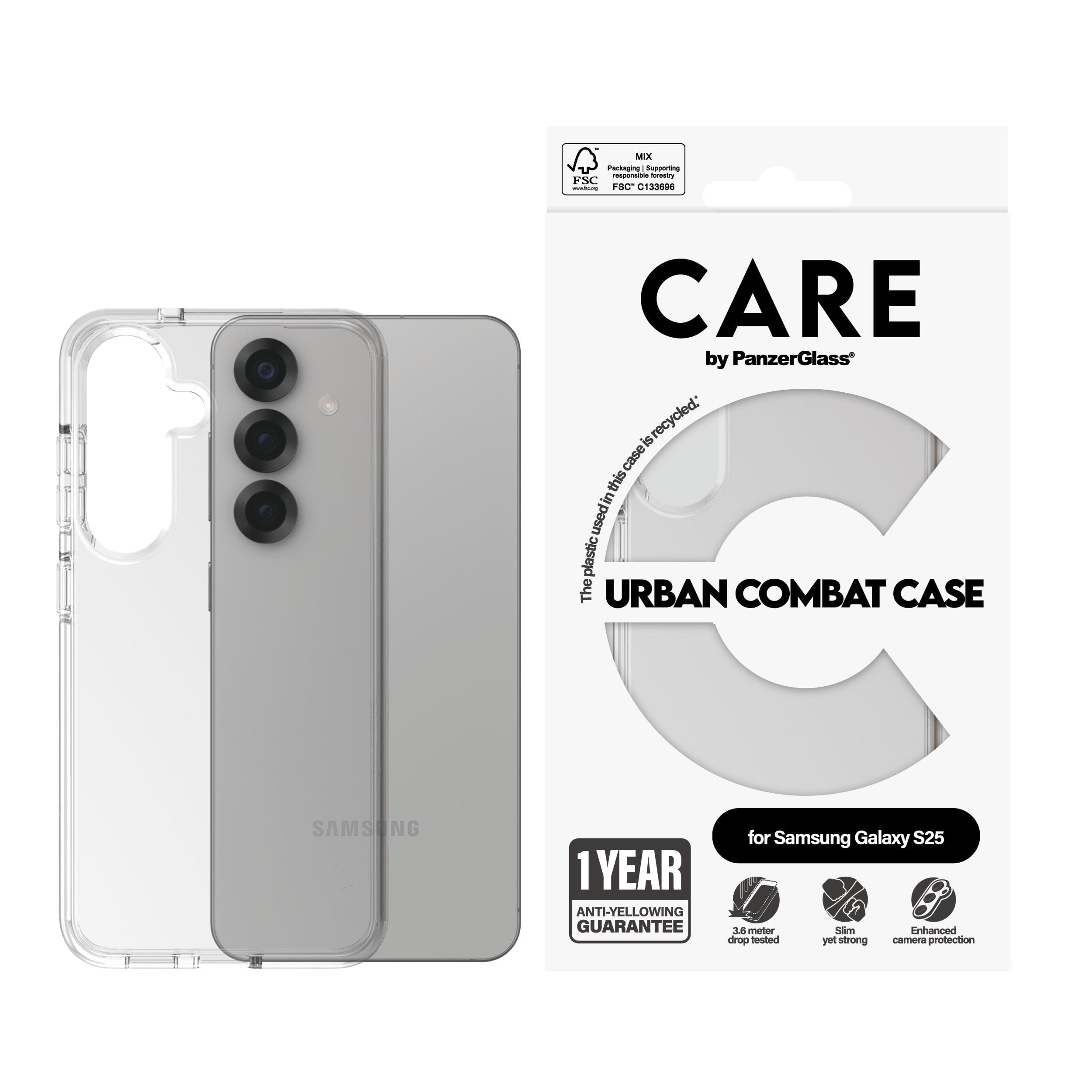 CARE by PanzerGlass Flagship Case Transparent Urban Combat w. Clear Frame Samsung Galaxy S25