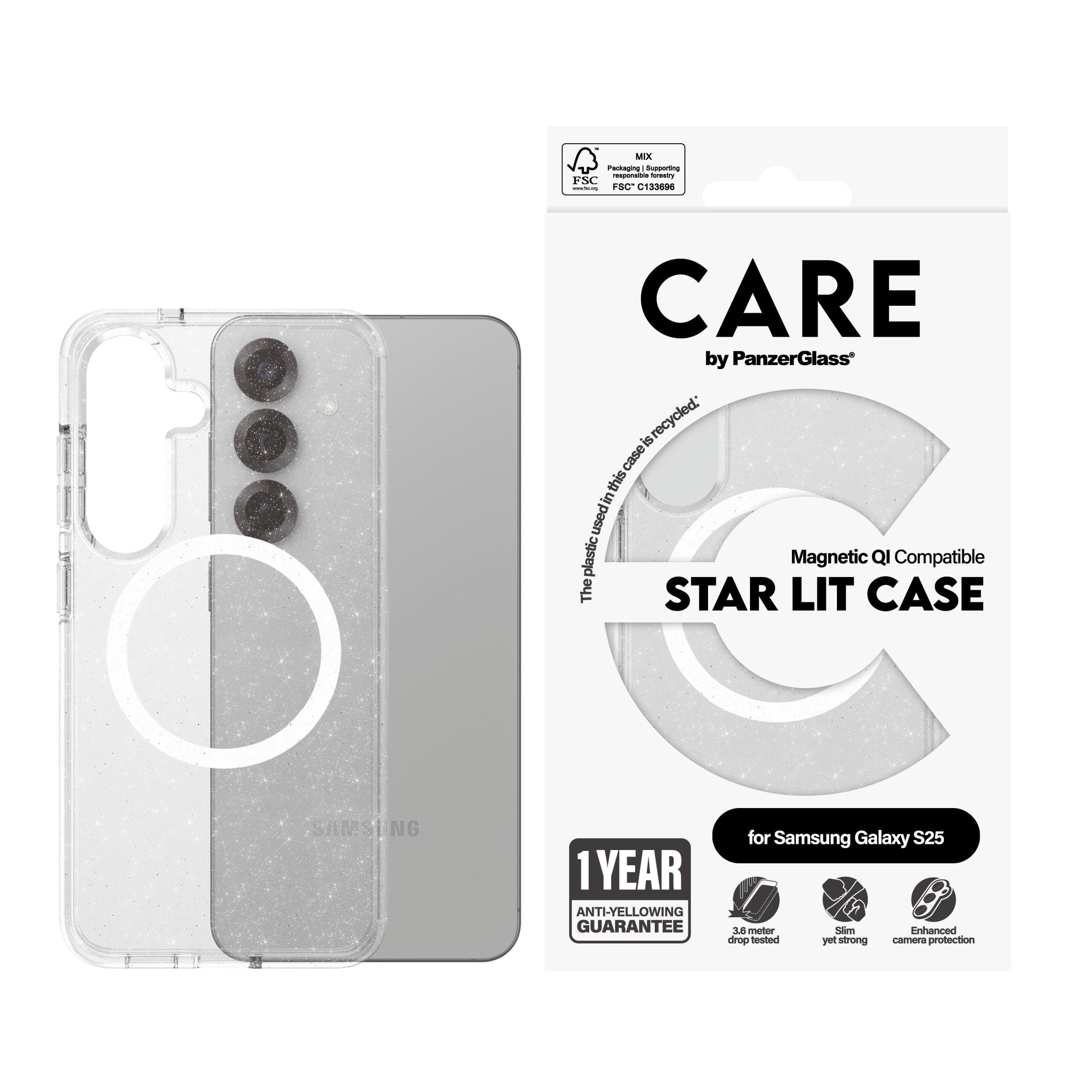 CARE by PanzerGlass Flagship Case Urban Combat Star Lit w. White QI Compatible Samsung Galaxy S25
