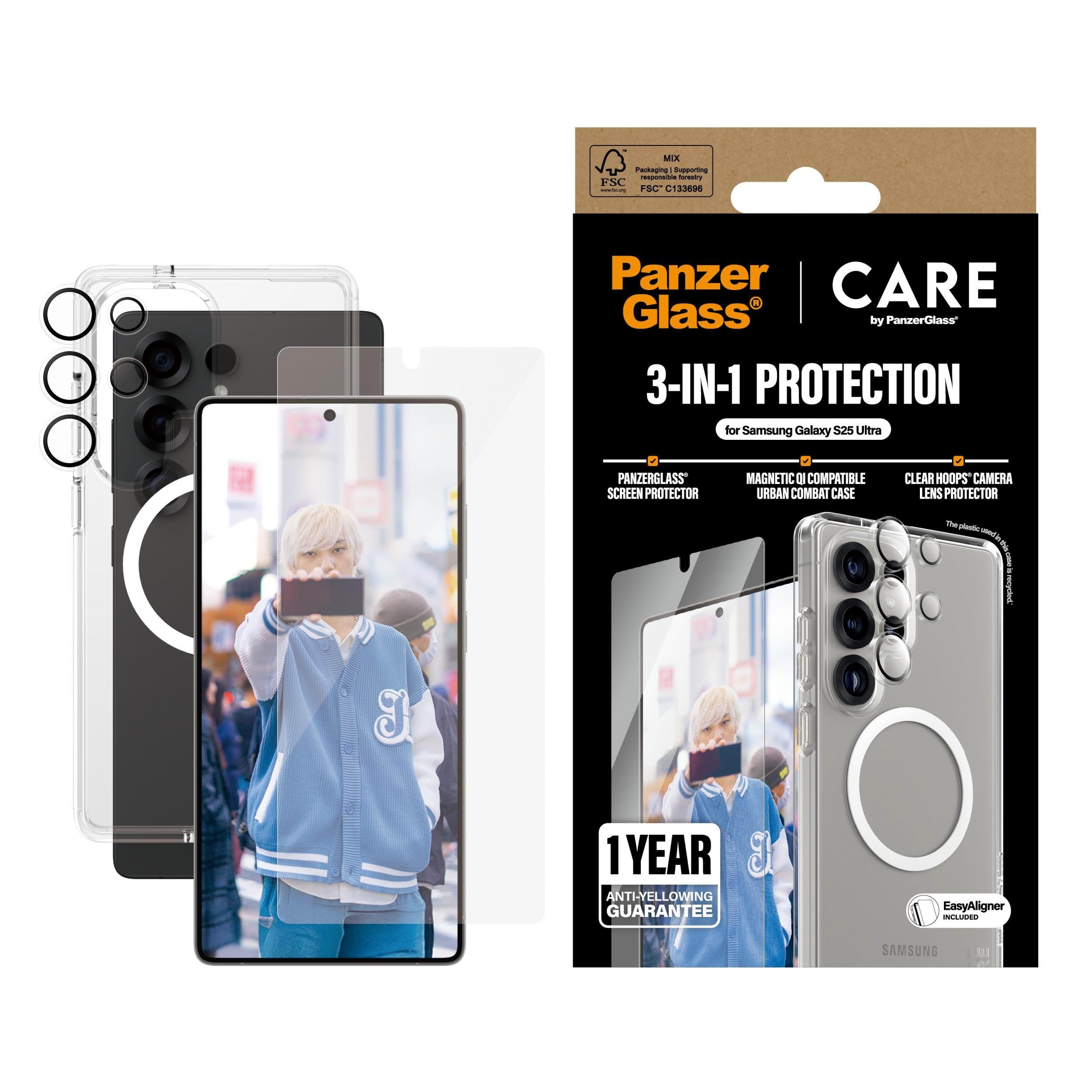 CARE by PanzerGlass Flagship 3-in-1 Bundle Samsung Galaxy S25 Ultra Beskyttelsesglas CRRCHNUG38488