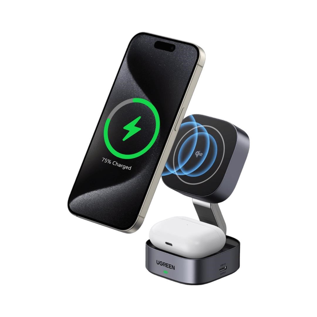 UGREEN 2-in-1 Qi2 Magnetic Foldable Charging Station (No AC Adapter) Mobil Oplader 35316-UG