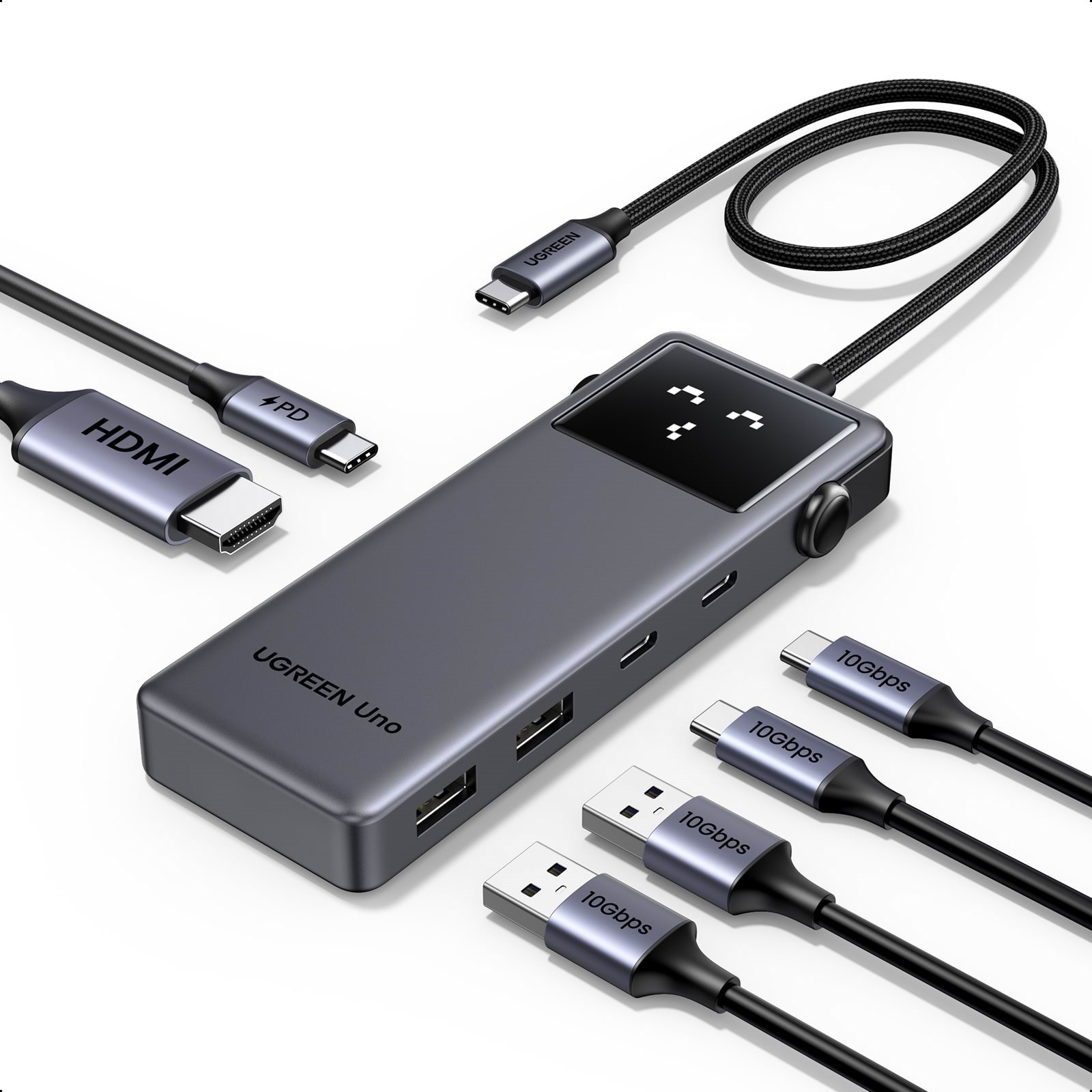 UGREEN Uno 6-In-1 Usb-C Hub USB hub - 6 ports - Grå Usb Hub 35998-UG