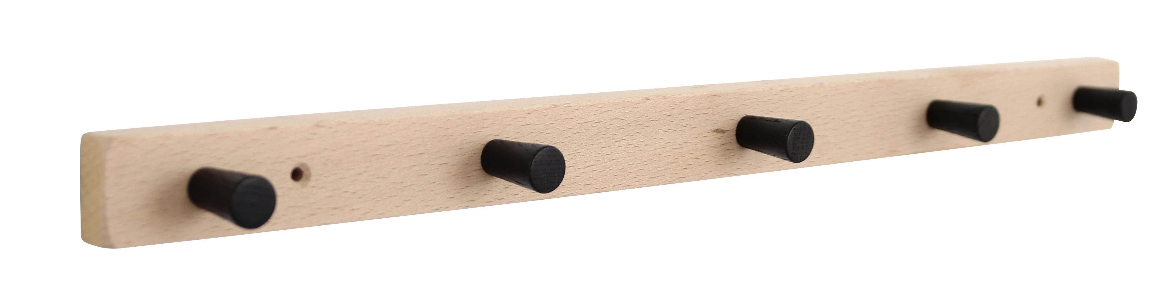 Home>it coat rack with 5 hooks 50 cm natural/black hook beech Værktøj Opbevaring 12294