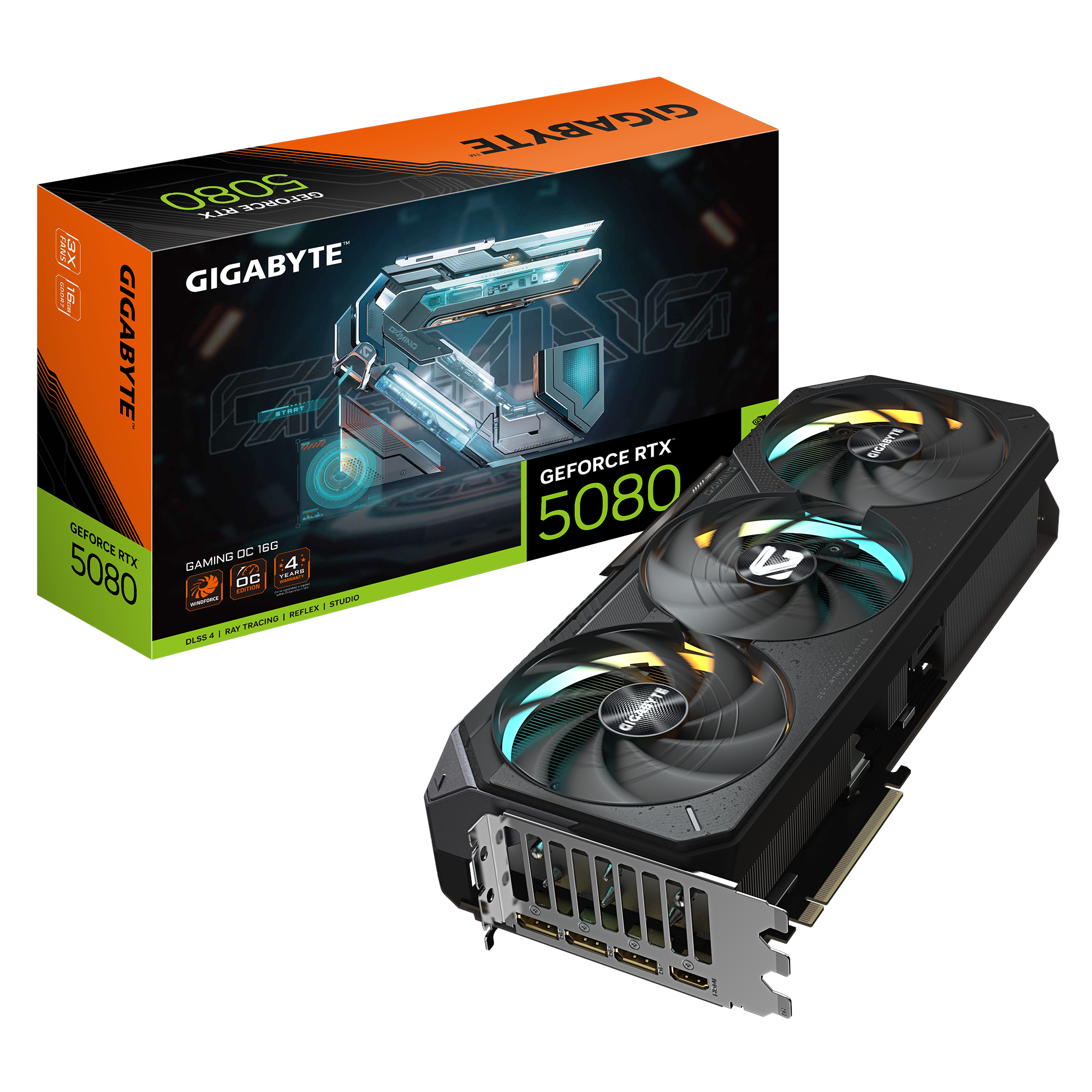 GIGABYTE GeForce RTX 5080 GAMING OC - 16GB GDDR7 RAM - Grafikkort Grafikkort Sort GV-N5080GAMING OC-16GD