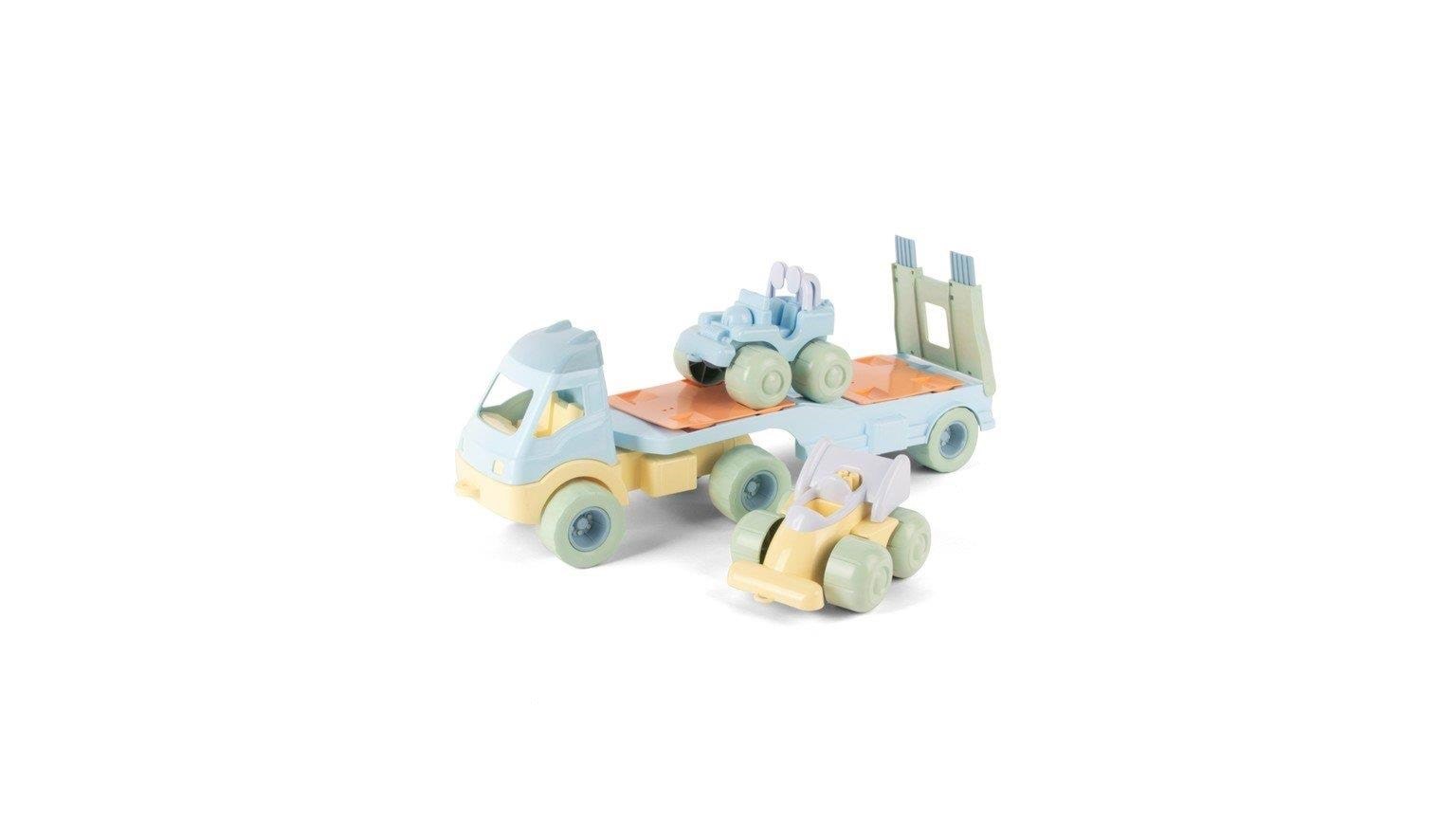 Dantoy Pastel Recycled - Truck with 2 Cars and plastic wheels Legetøjsbil 2788