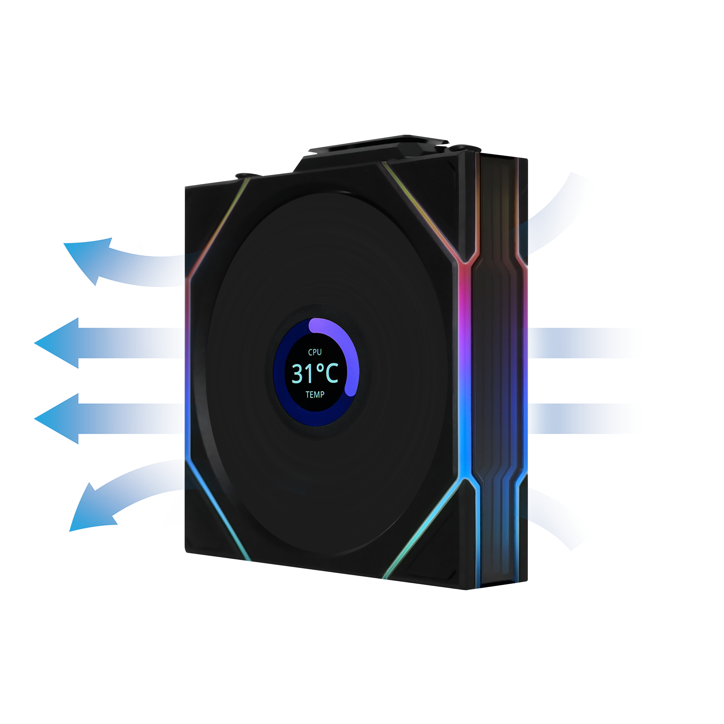 Lian Li UNI FAN TL Wireless LCD Reverse - Kabinet køler - 120mm - Sort med RGB LED lys - 33 dBA Kabinetkøler G99.12RTLLCD1W1B.00