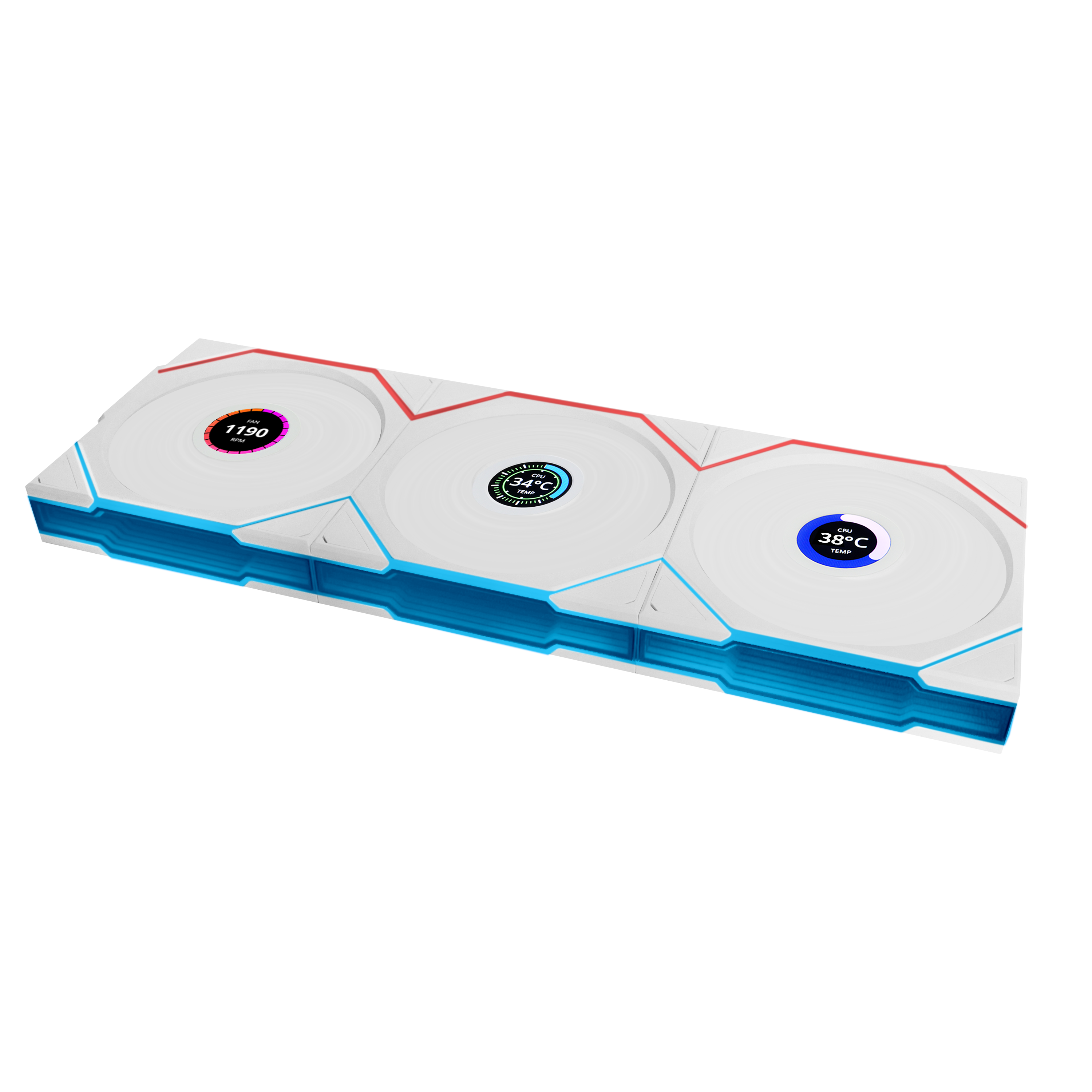 Lian Li UNI FAN TL Wireless LCD 3 pack - Kabinet køler - 120mm - Hvid med RGB LED lys - 33 dBA