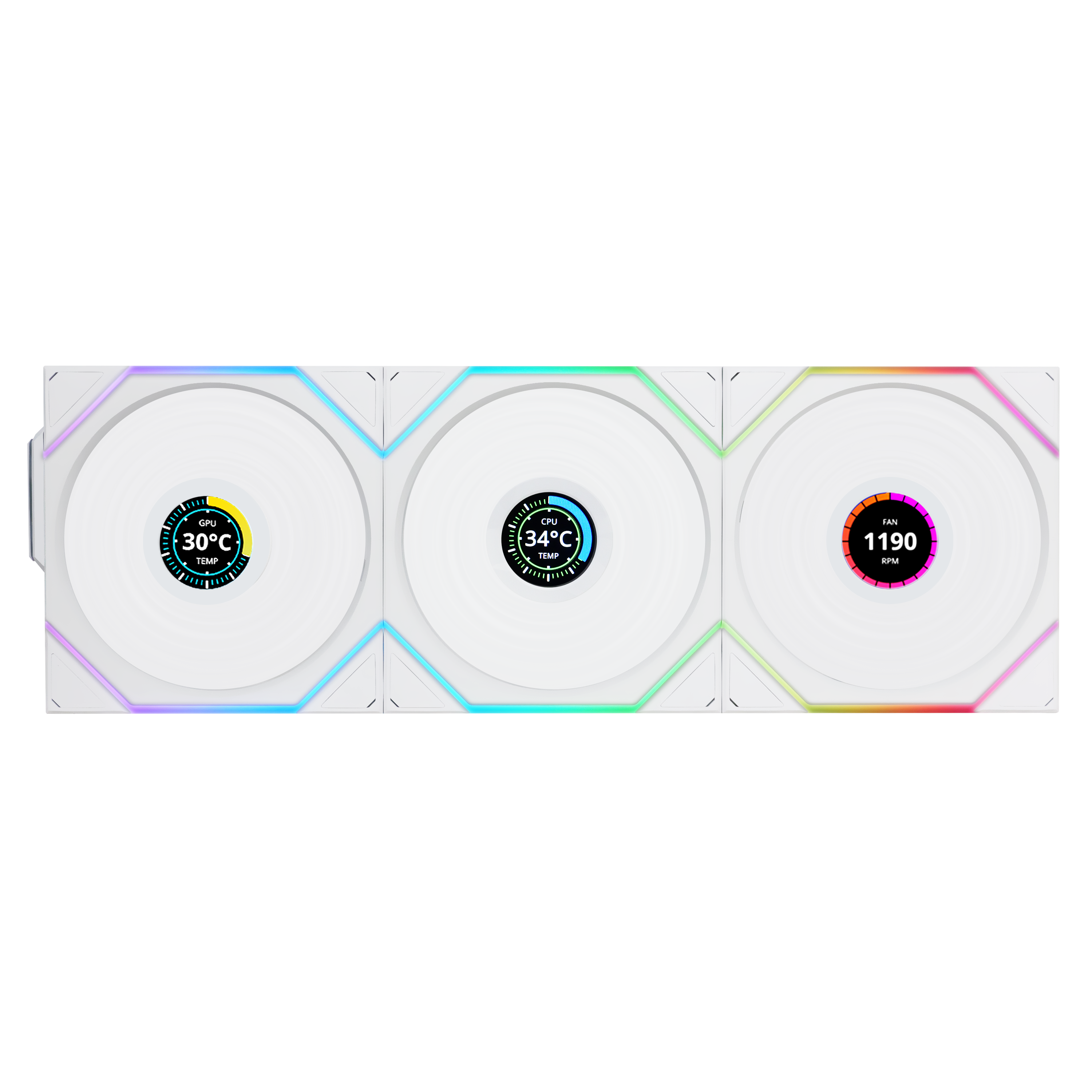 Lian Li UNI FAN TL Wireless LCD Reverse (3-pack) - Kabinet køler - 120mm - Hvid med RGB LED lys - 31 dBA