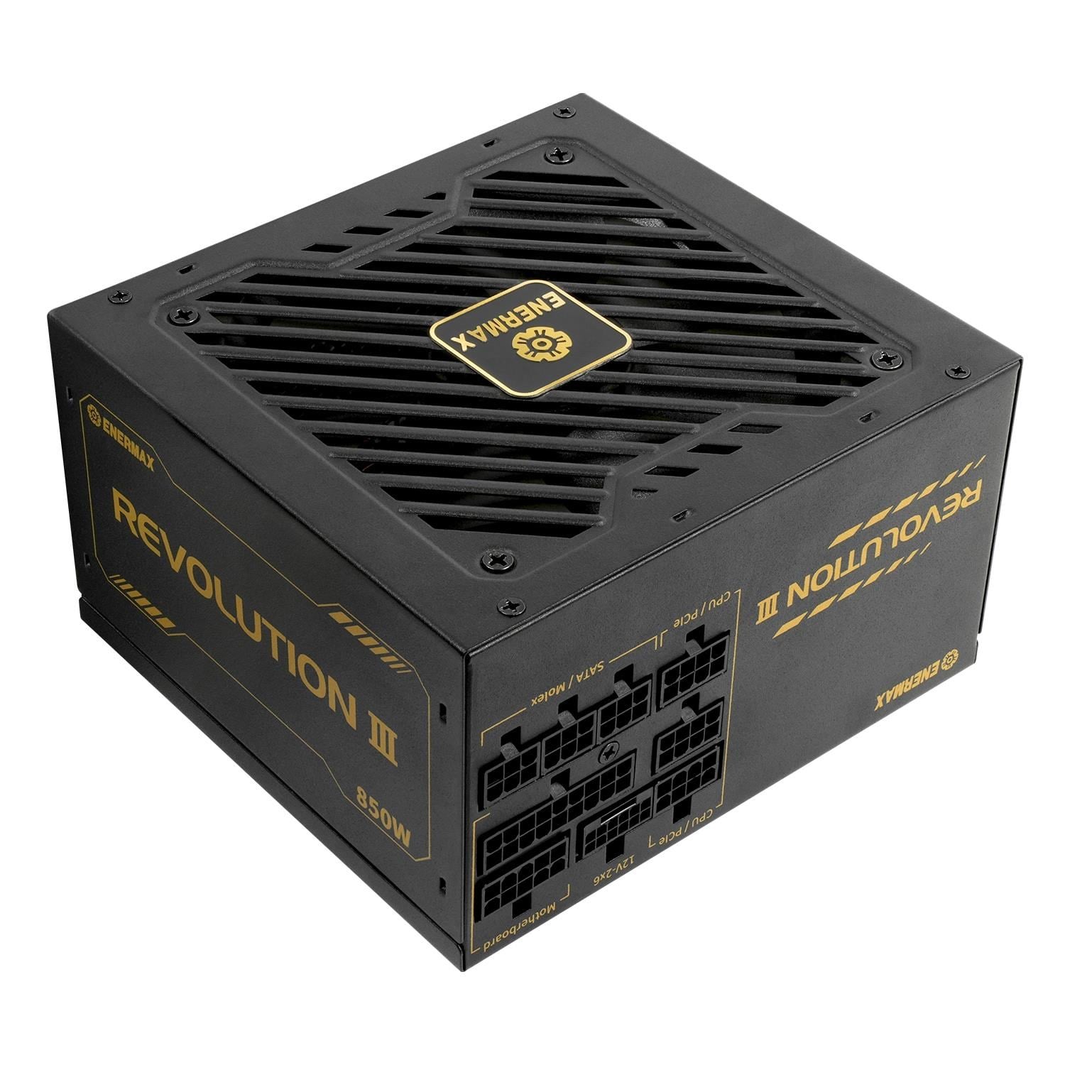 Enermax REVOLUTION III Strømforsyning - 850 Watt - 120 mm - ATX 3.1 - 80 Plus Gold certified Strømforsyning Sort ERV850G-AHG-MAC