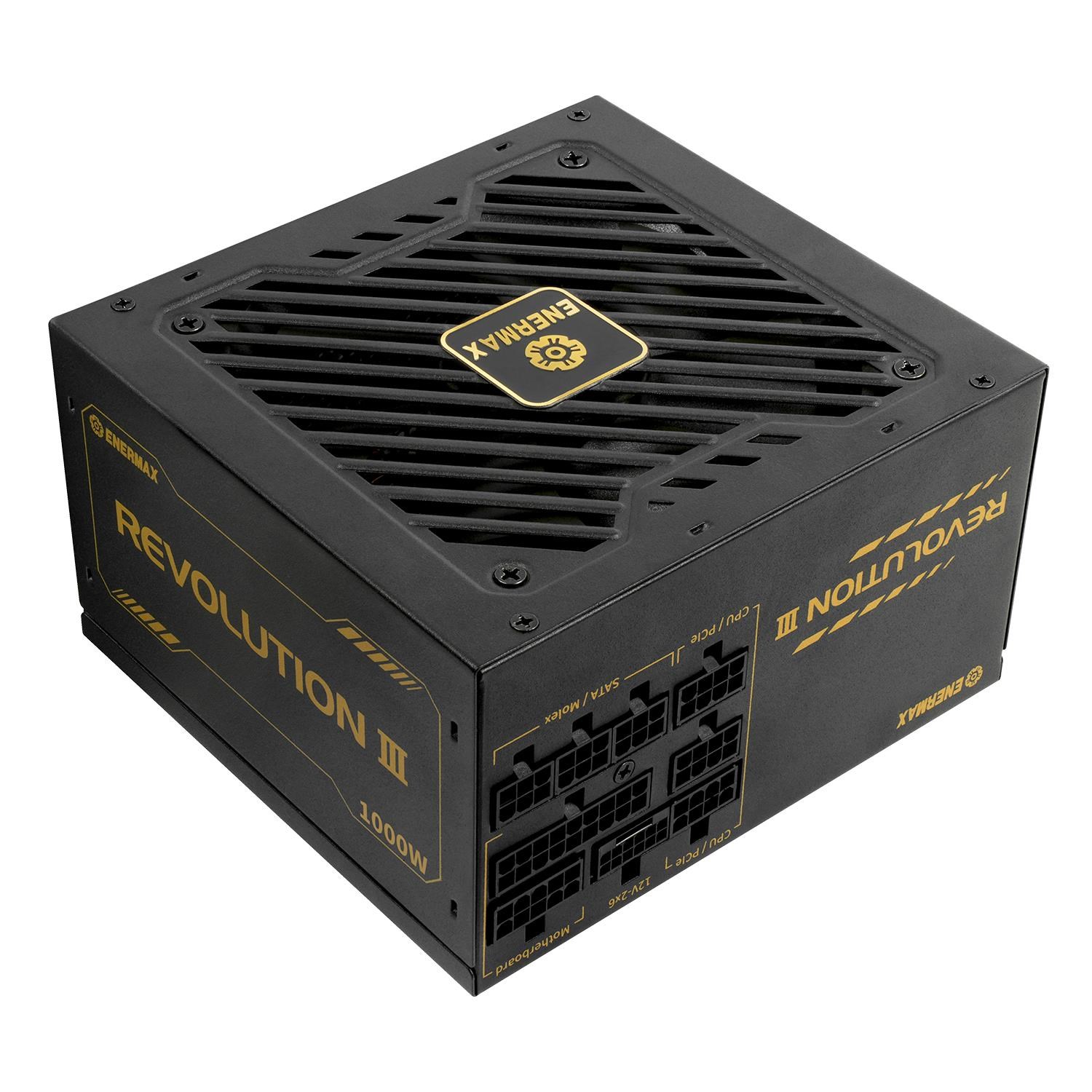 Enermax REVOLUTION III Strømforsyning - 1000 Watt - 120 mm - ATX 3.1 - 80 Plus Gold certified Strømforsyning Sort ERV1000G-AHG-MAC