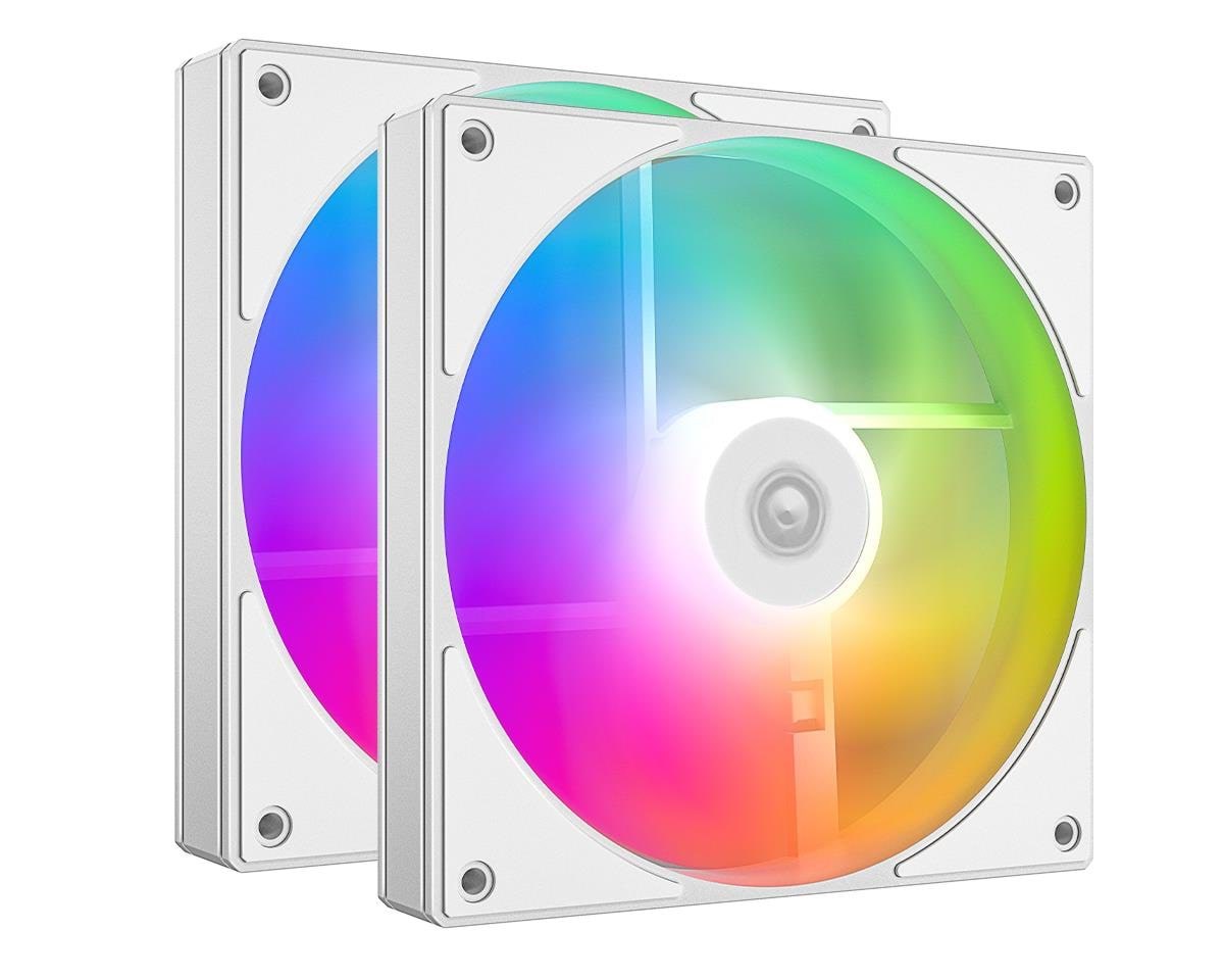 ID-Cooling AS-140-ARGB-W (2-pack) - Kabinet køler - 140mm - Hvid med RGB LED lys - 25 dBA
