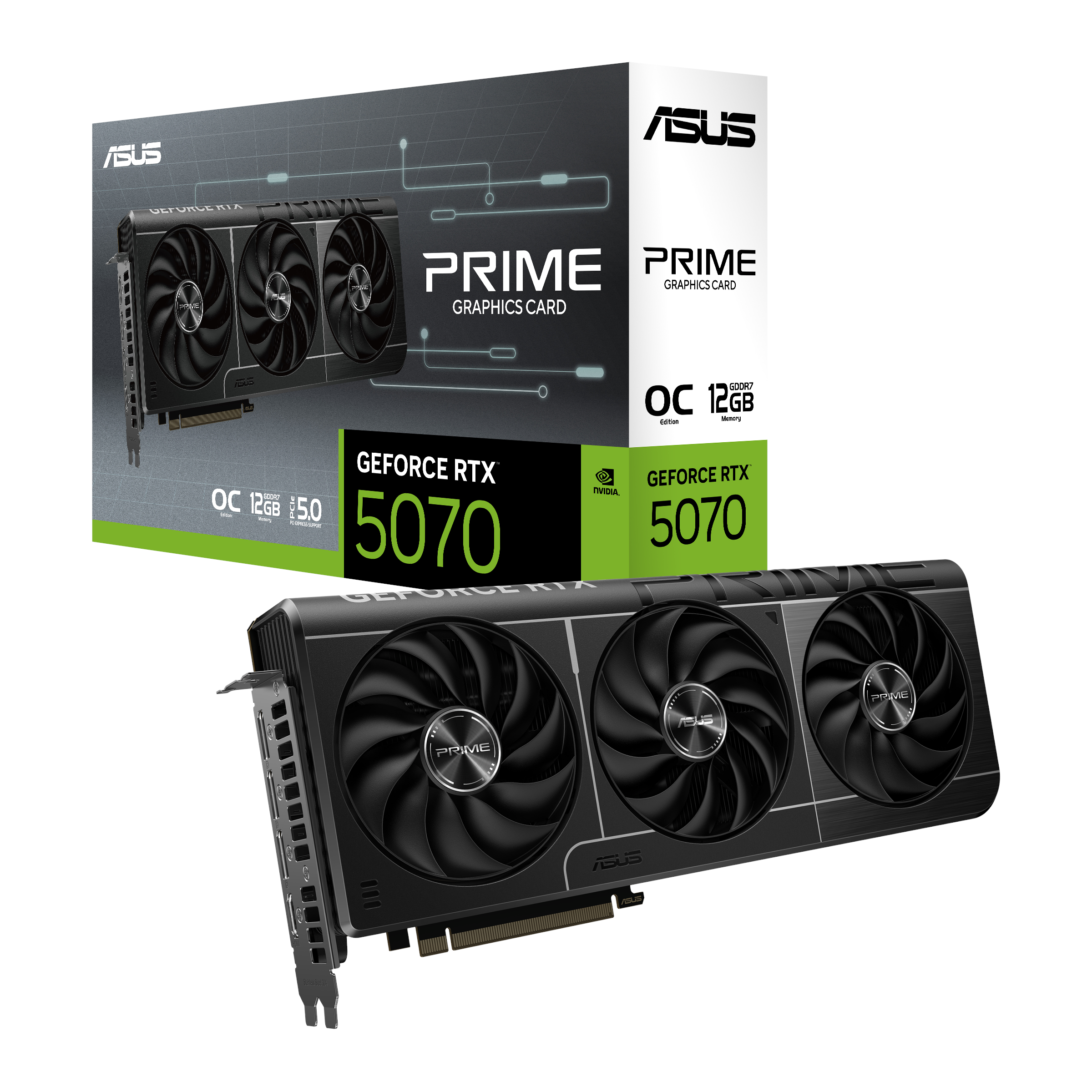 ASUS GeForce RTX 5070 Prime OC - 12GB GDDR7 RAM - Grafikkort Grafikkort Sort 90YV0M10-M0NA00