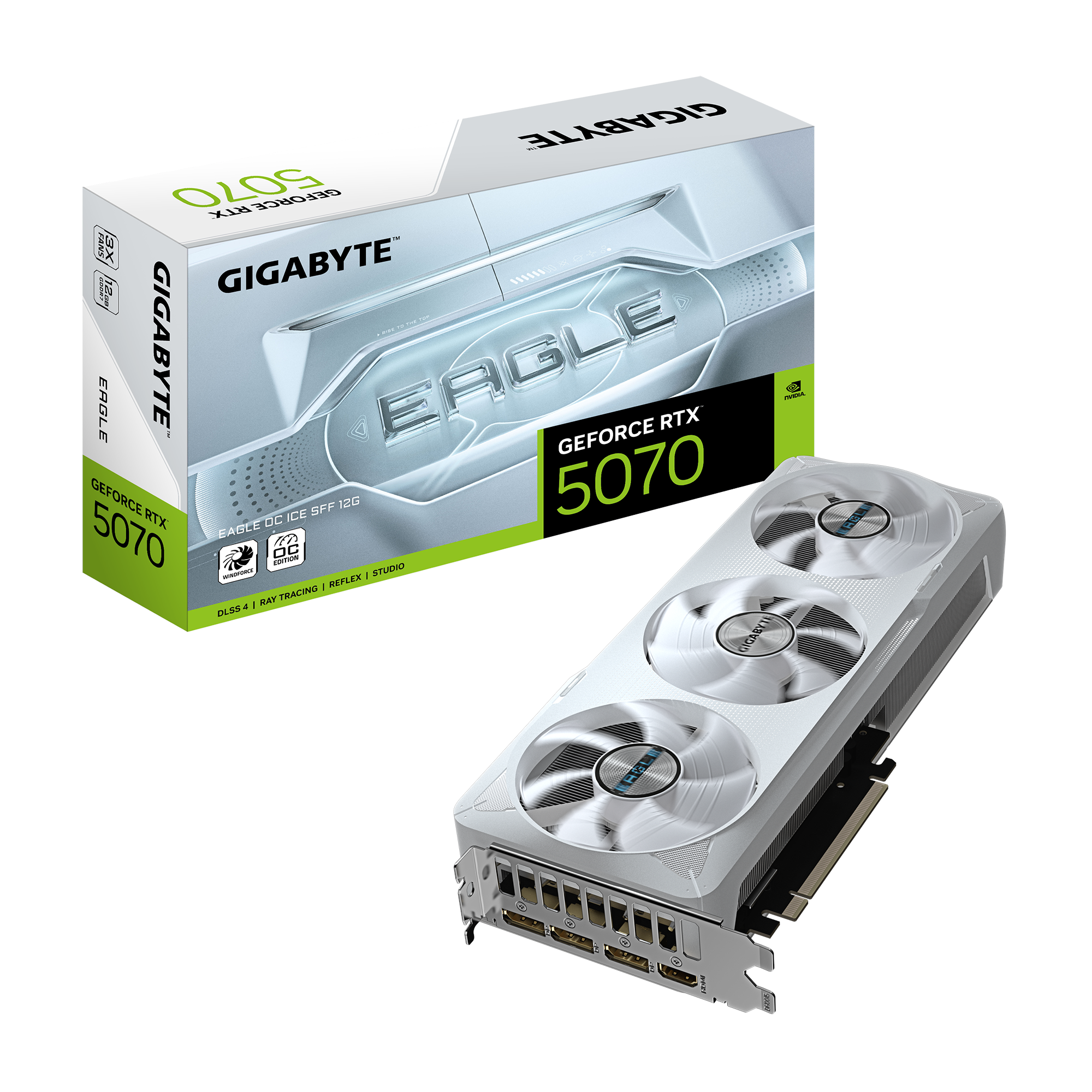 GIGABYTE GeForce RTX 5070 EAGLE OC ICE - 12GB GDDR7 RAM - Grafikkort Grafikkort Hvid GV-N5070EAGLEOC ICE-12GD