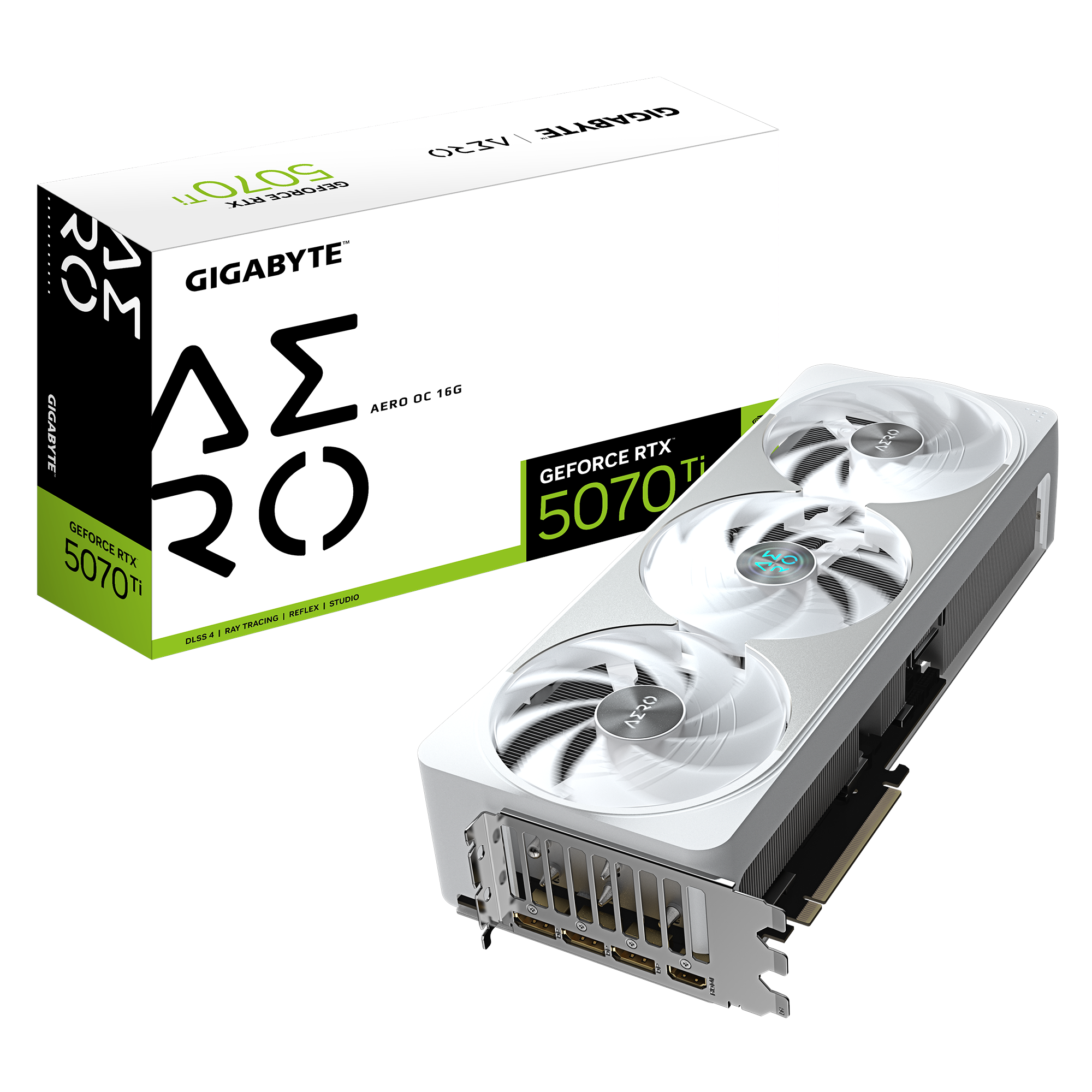 GIGABYTE GeForce RTX 5070 Ti æRO OC - 16GB GDDR7 RAM - Grafikkort Grafikkort Hvid GV-N507TAERO OC-16GD