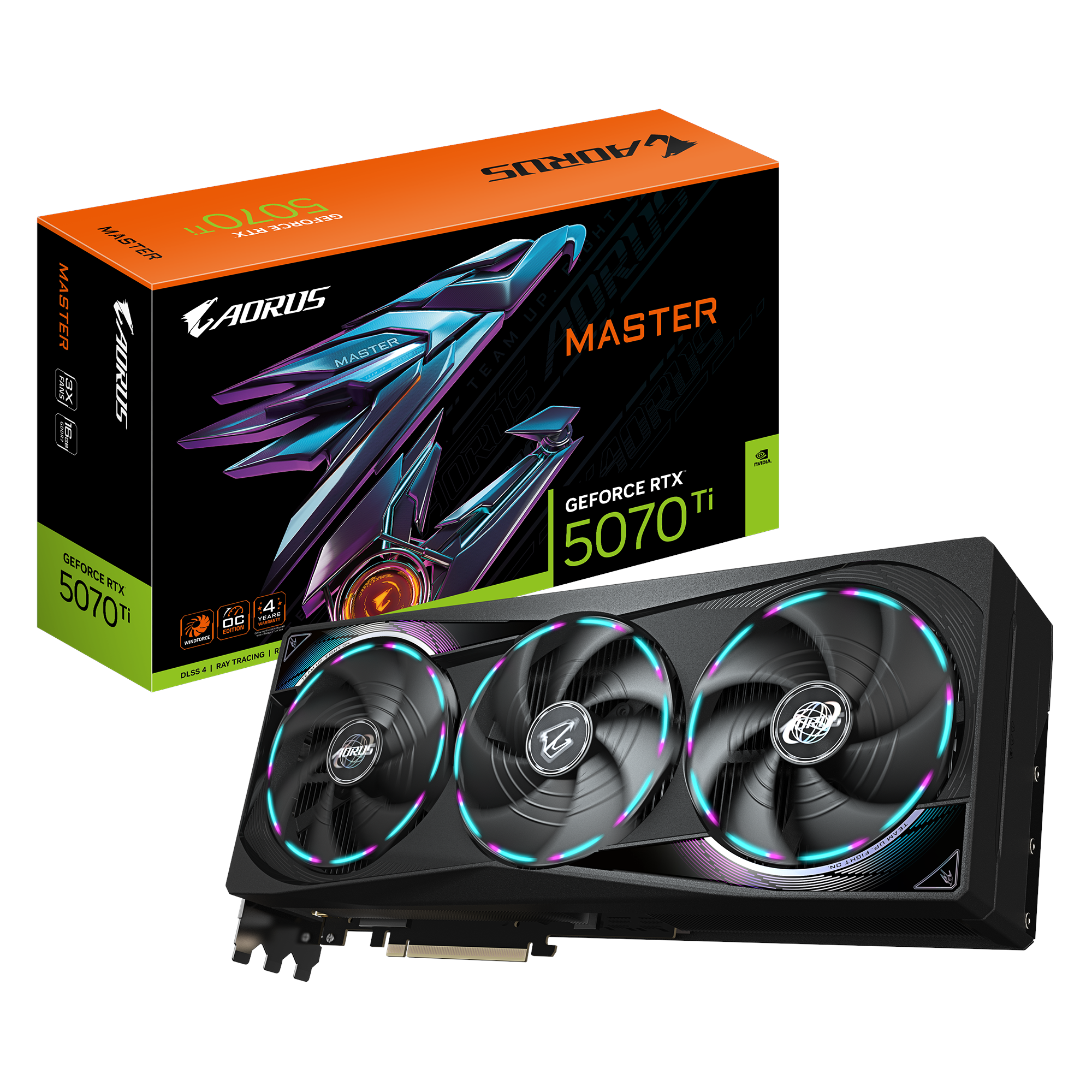 GIGABYTE GeForce RTX 5070 Ti AORUS Master - 16GB GDDR7 RAM - Grafikkort Grafikkort Sort GV-N507TAORUS M-16GD