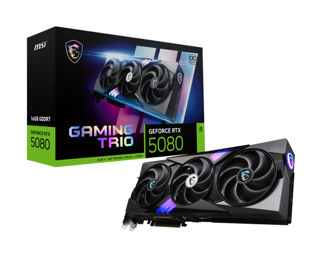 MSI GeForce RTX 5080 GAMING TRIO OC - 16GB GDDR7 RAM - Grafikkort Grafikkort Sort G5080-16GTC