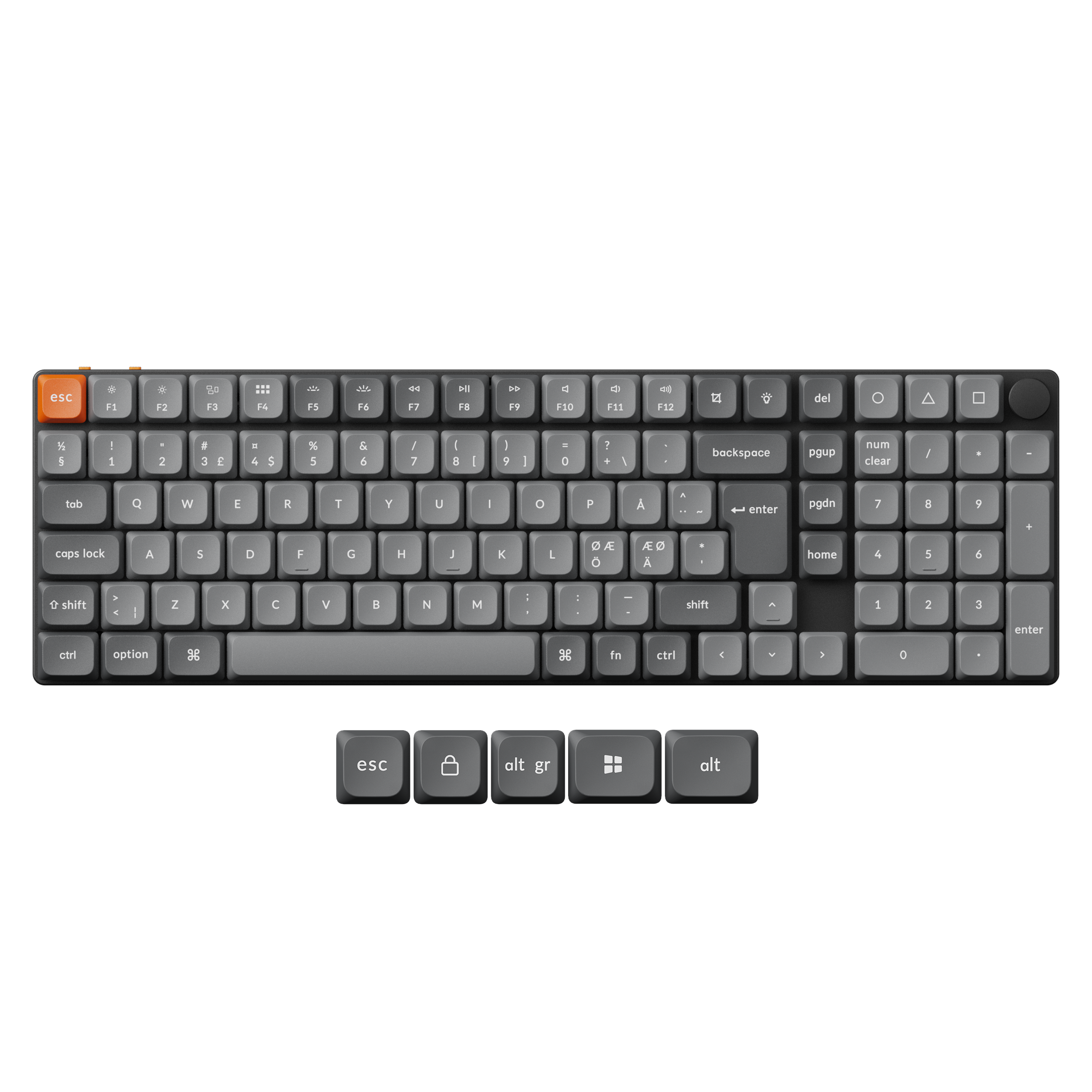 Keychron K17 MAX Wireless Tri-Mode Hot Swap QMK/VIA Gateron Low Profile Brown - Gaming Tastatur - Nordisk - Sort Tastatur K17M-H3-BO