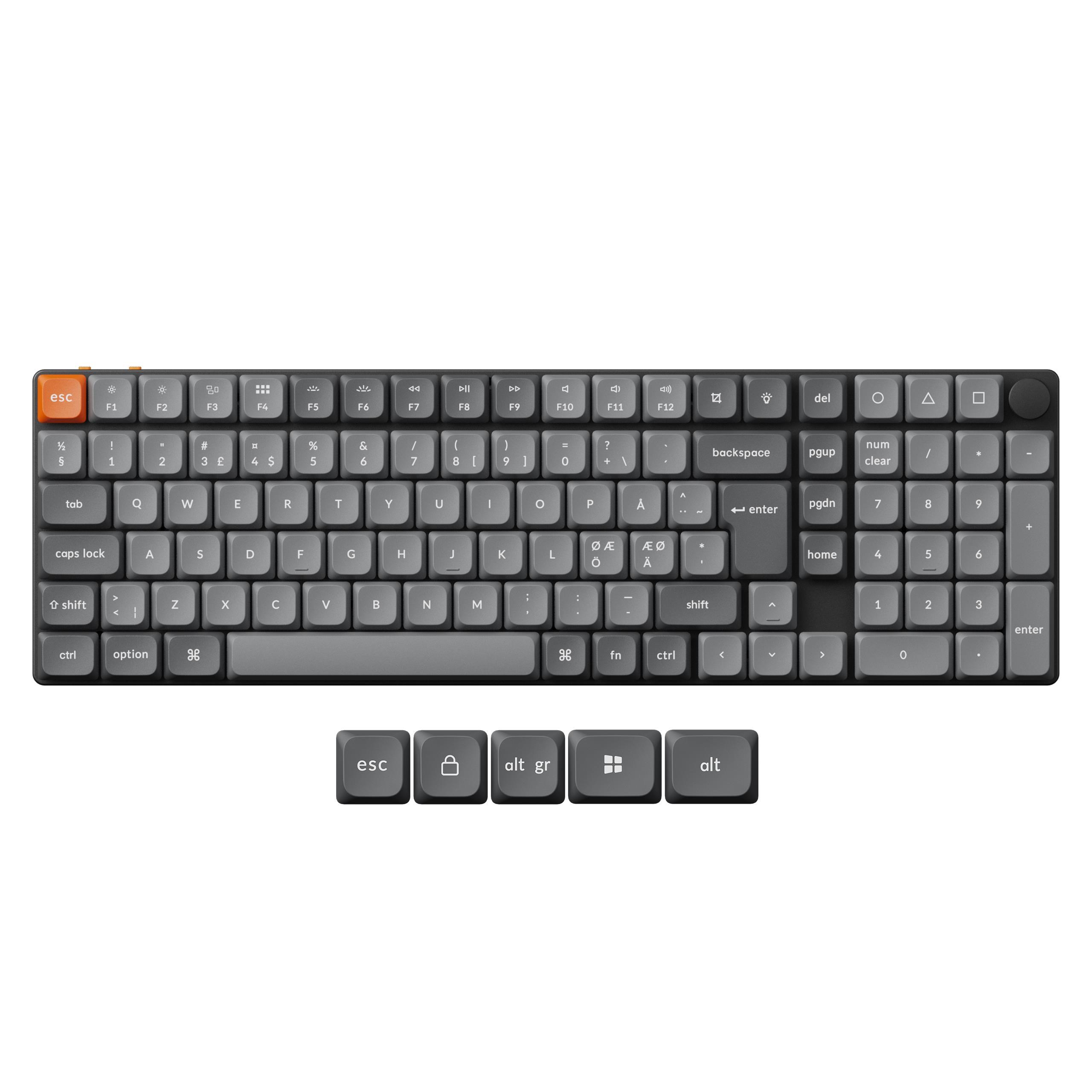 Keychron K17 MAX Wireless Tri-Mode Hot Swap QMK/VIA Gateron Low Profile Red - Gaming Tastatur - Nordisk - Sort