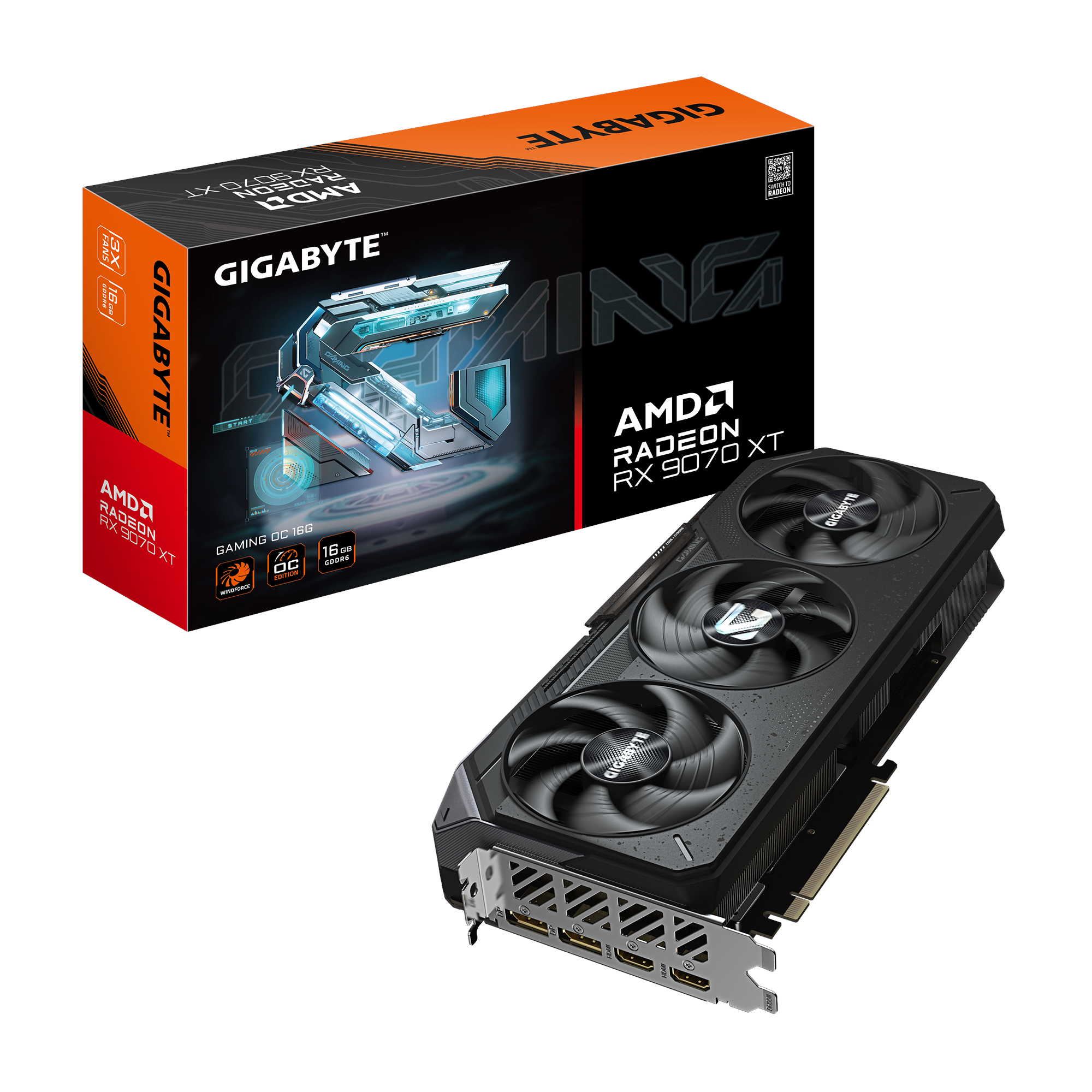 GIGABYTE Radeon RX 9070 XT GAMING OC - 16GB GDDR6 RAM - Grafikkort Grafikkort Sort GV-R9070XTGAMING OC-16GD