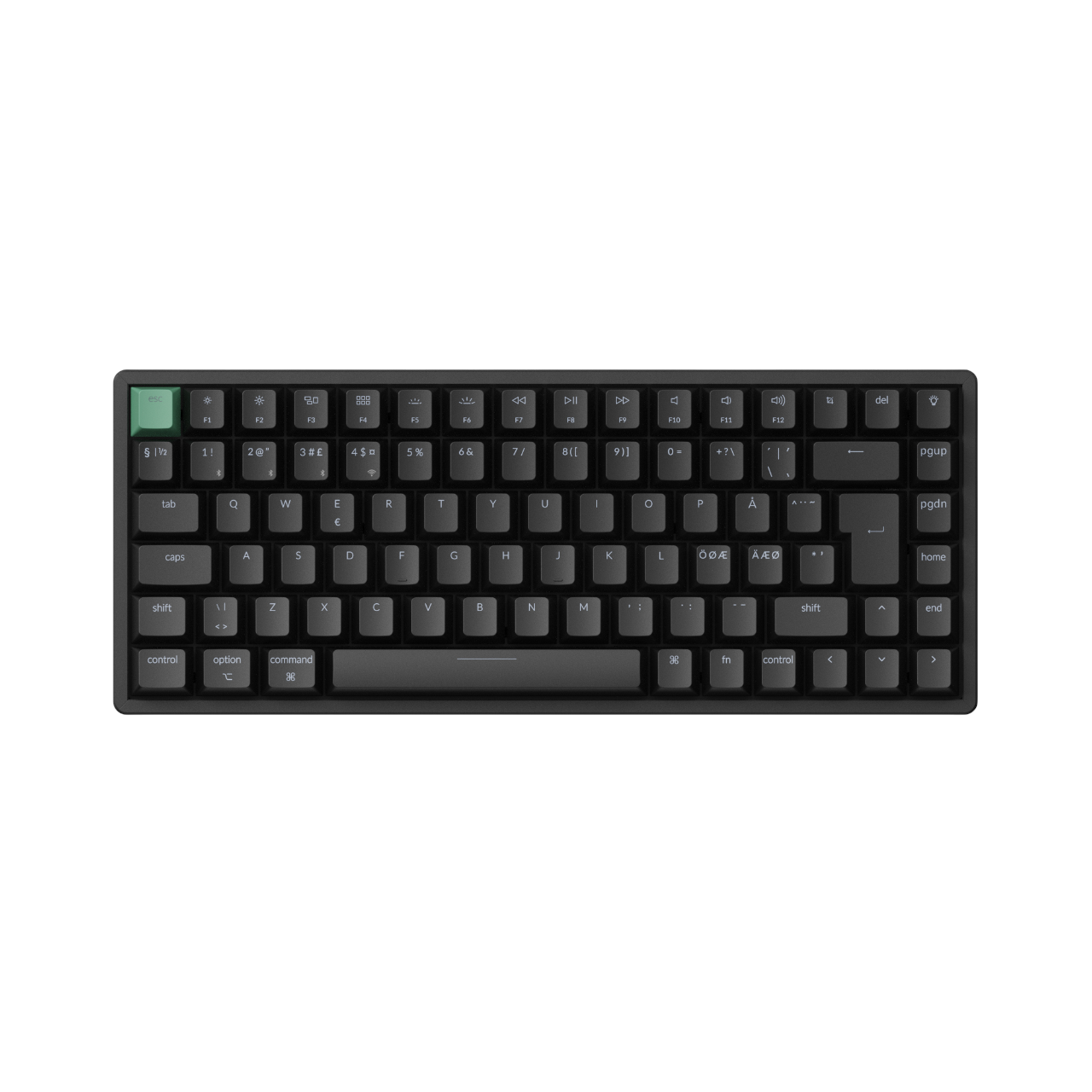 Keychron K2 HE Wireless Tri-Mode Hot Swap QMK Gateron 2.0 Purple Magnetic Switch Black - Gaming Tastatur - Nordisk - Sort Tastatur K2H-J1-BO